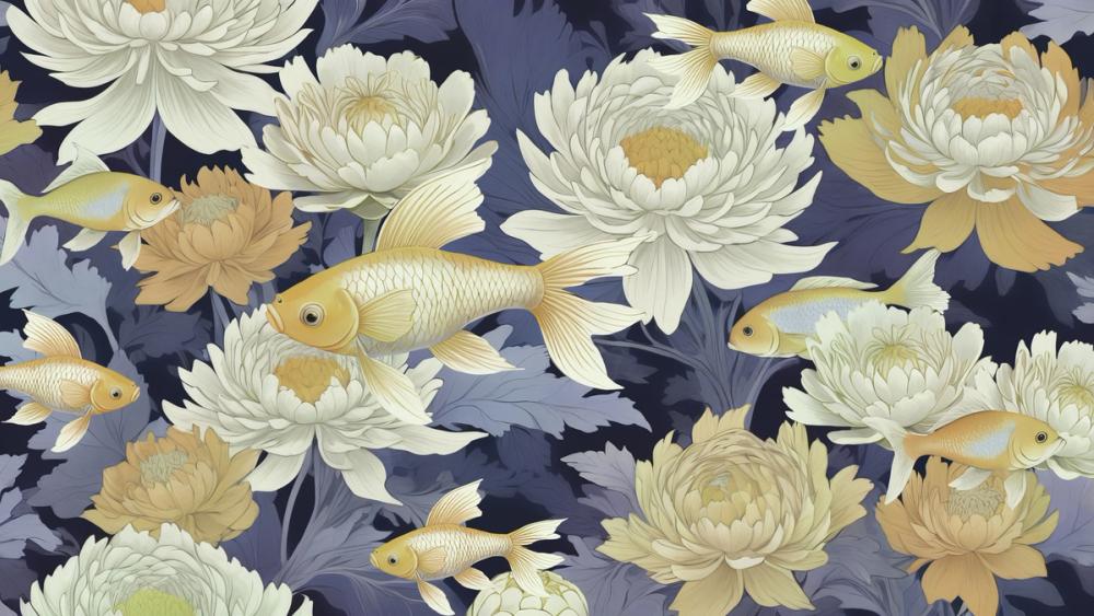 Dancing Fish, Yellow on Purple