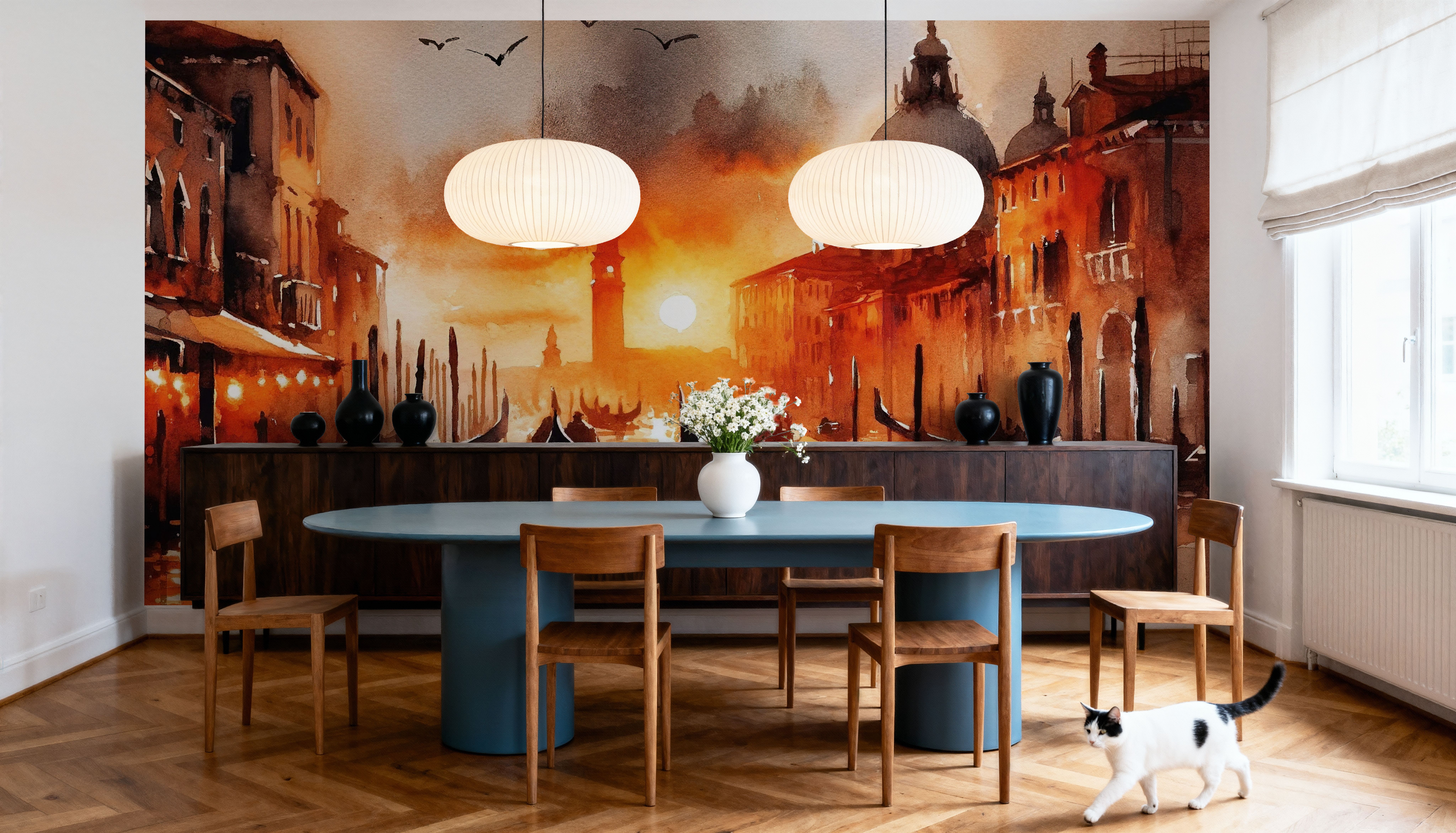 Fiery Sunset Over Venice Canal