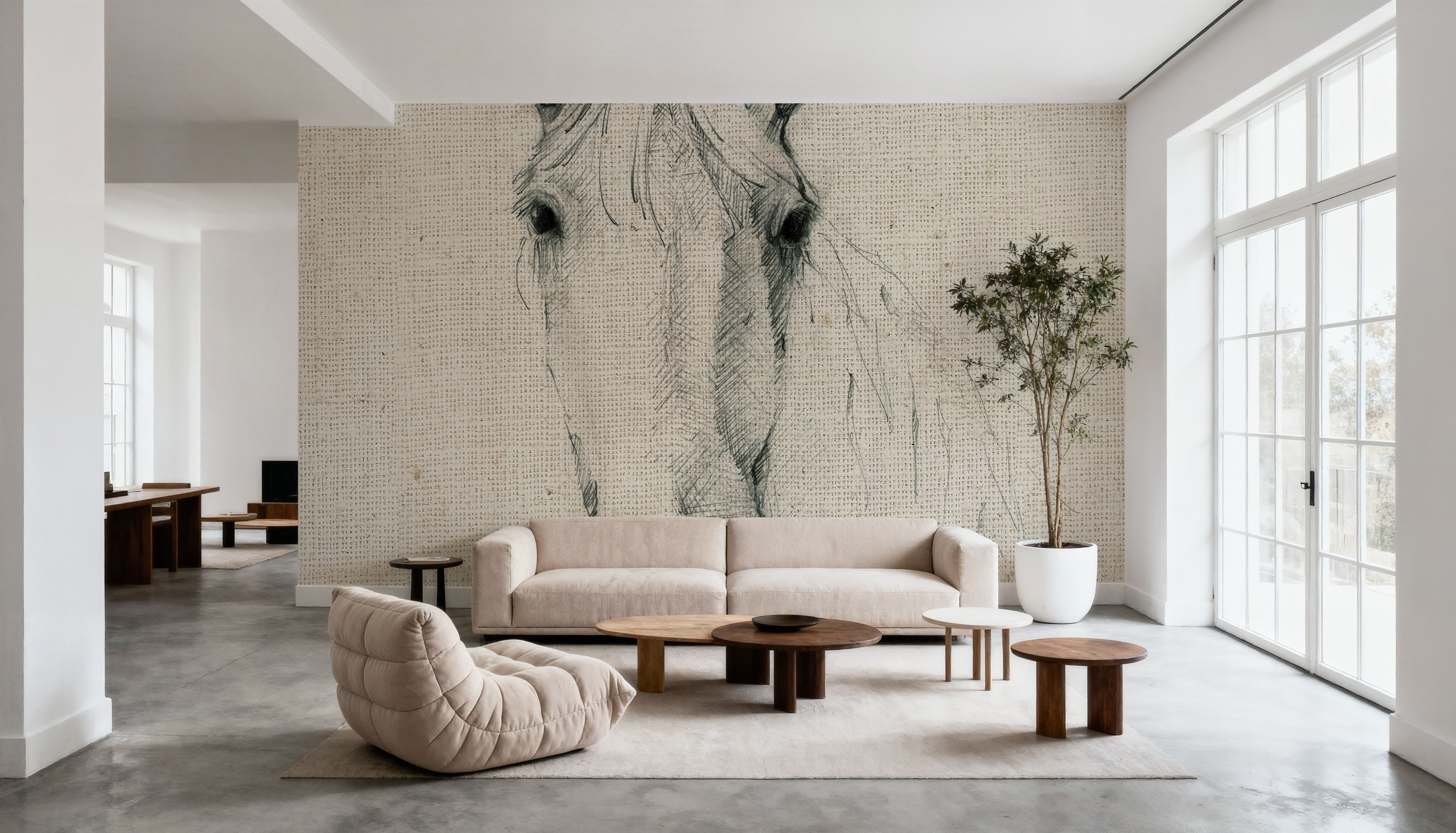 Horse Sketch on Burlap