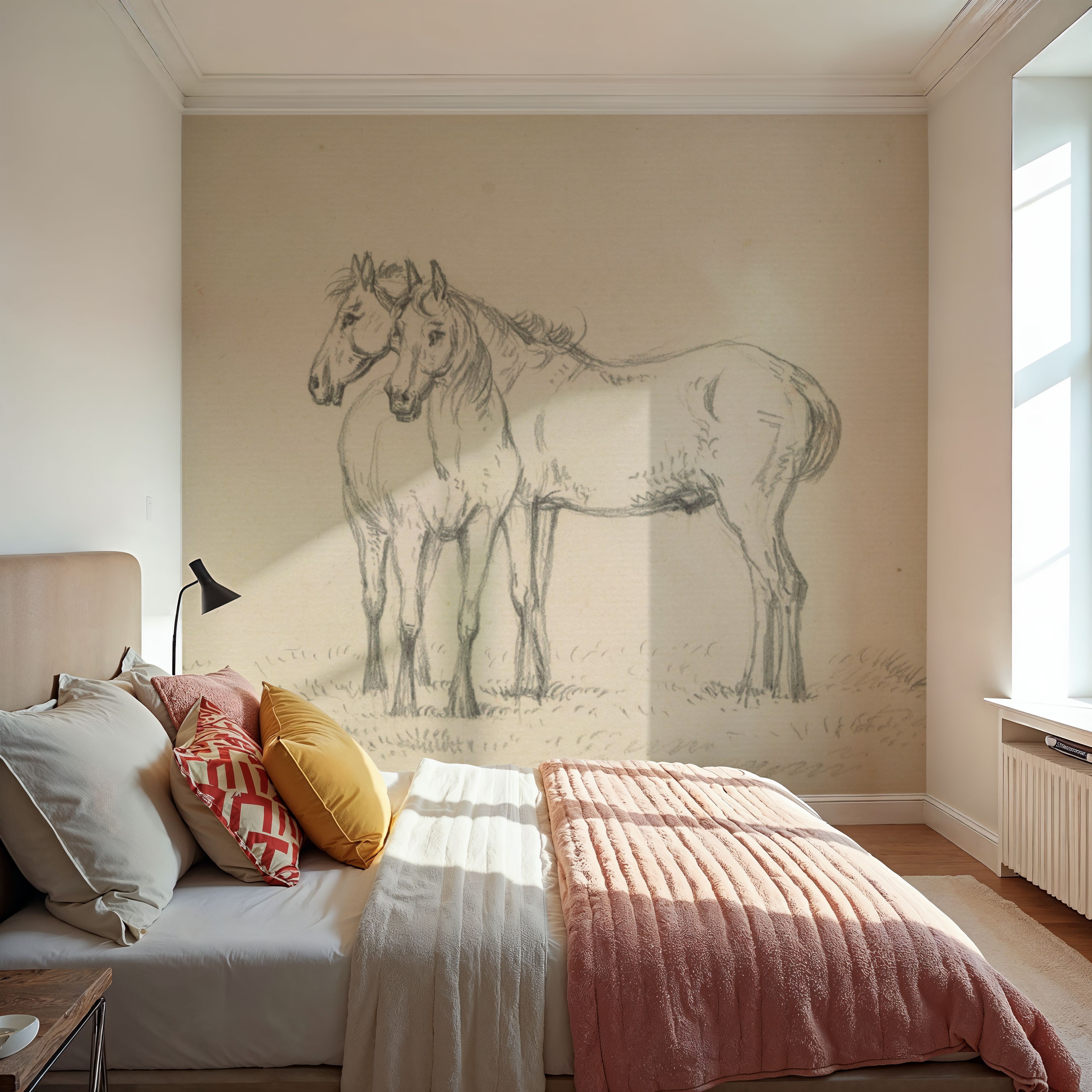 Two Horses Standing Together