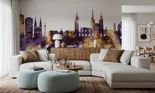 Bordeaux France Skyline Purple & Gold