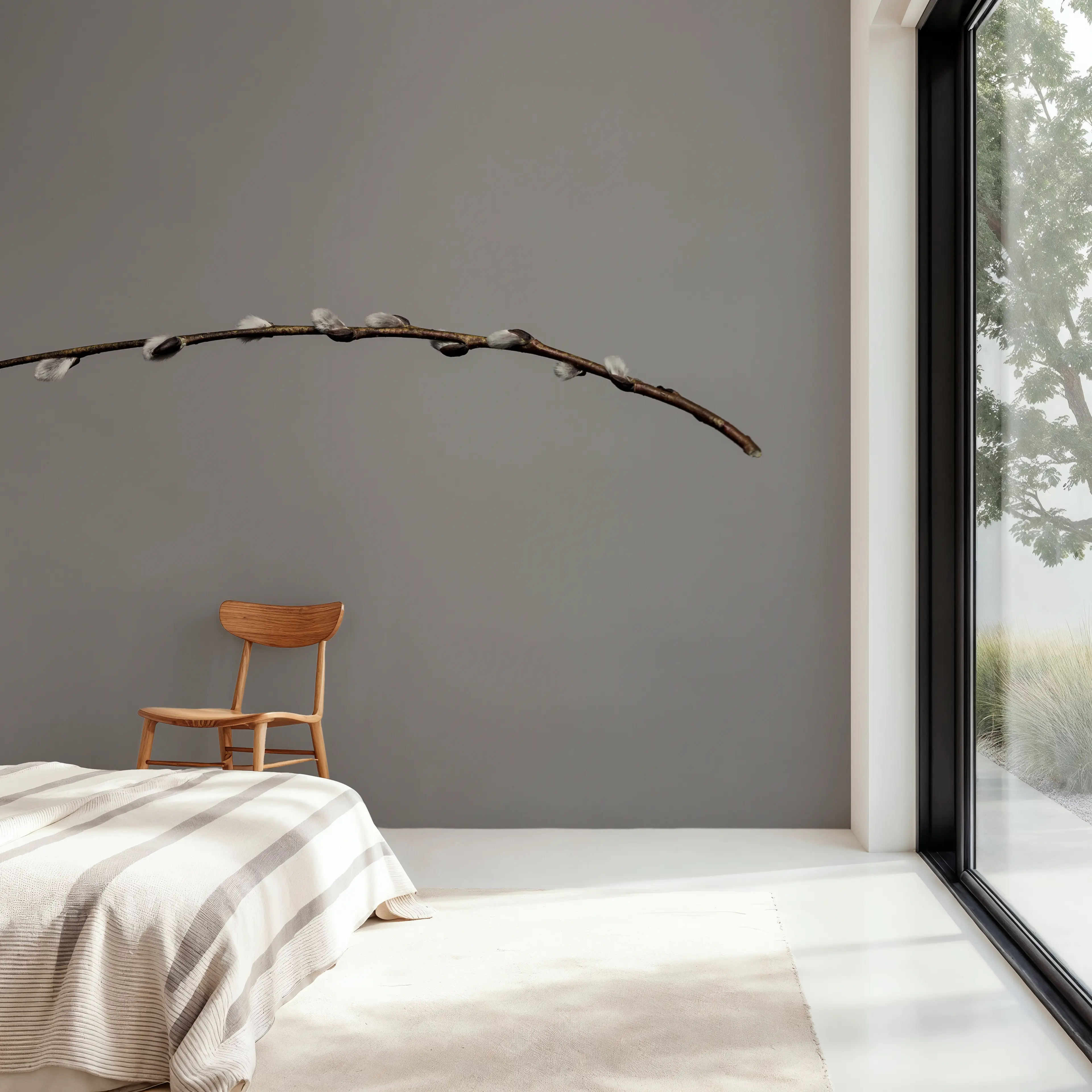 Wall Mural - Is It Spring Yet - Floral Nature mural wallpaper - Gray - Bedroom - Wallism UK - Peel & Stick or Paste-the-Wall