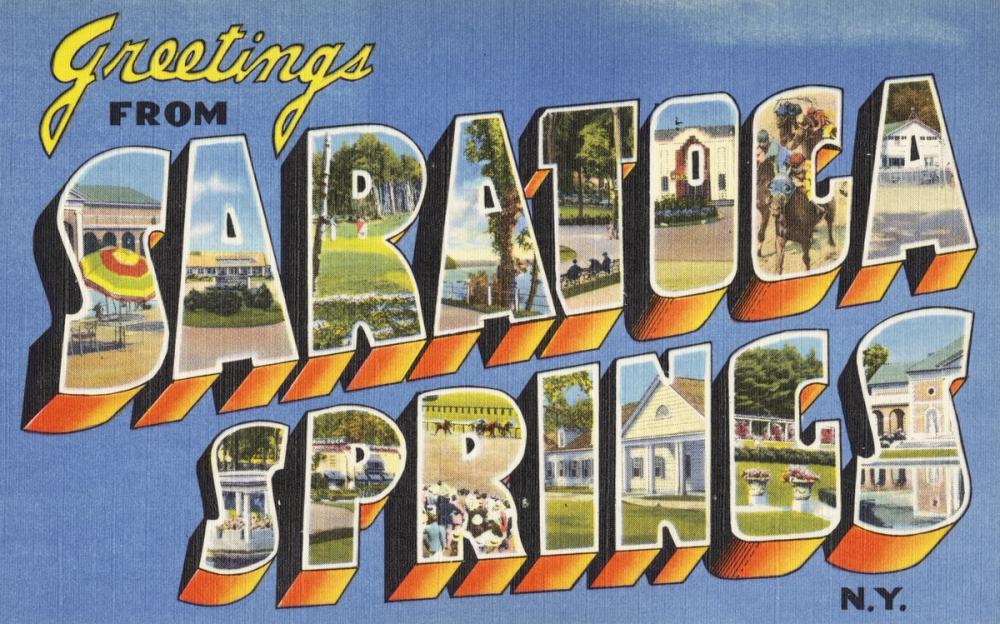Greetings from Saratoga Springs - Screenprint Postcard