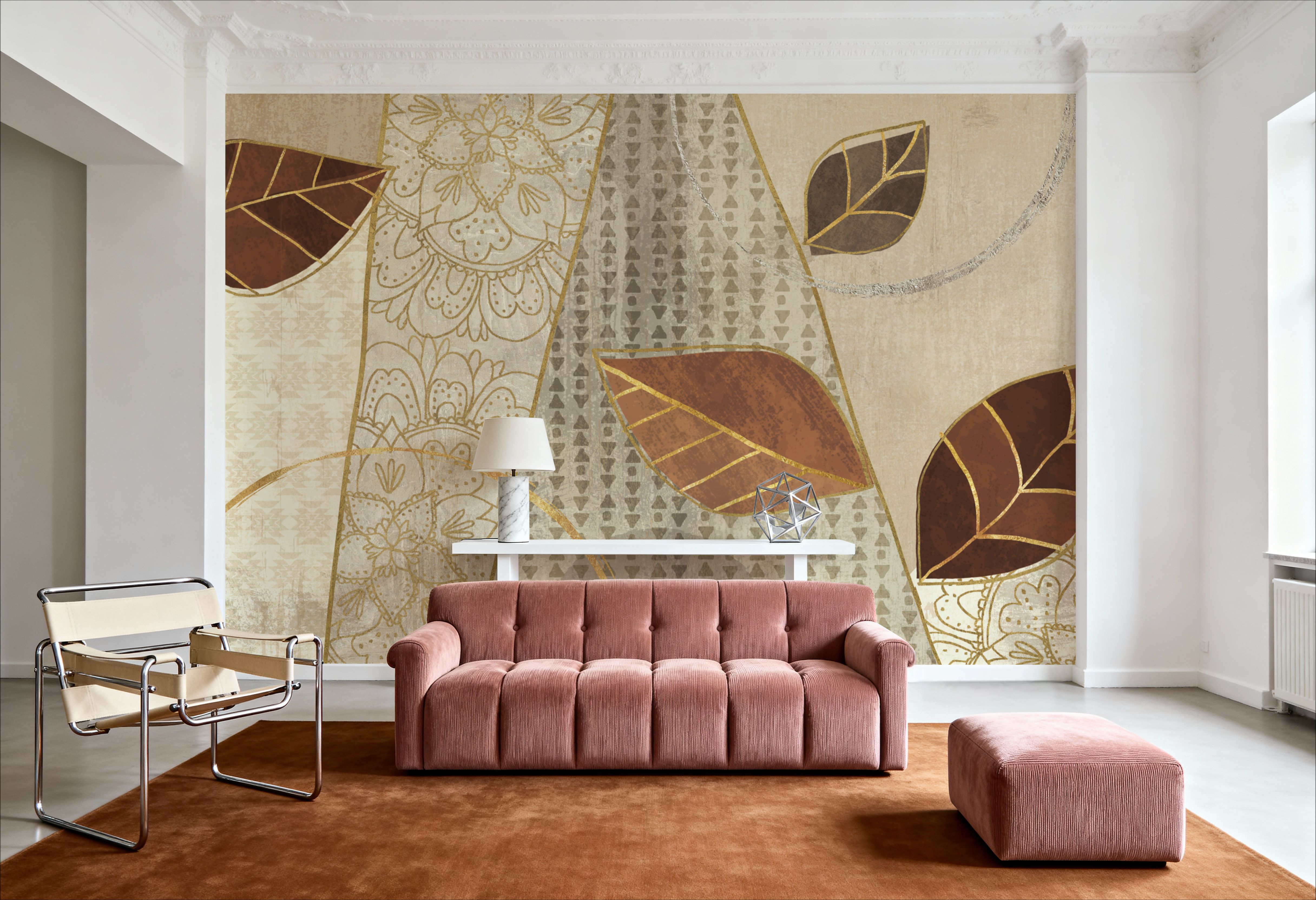 Bohemian Leaves IV Neutral, Wallpaper