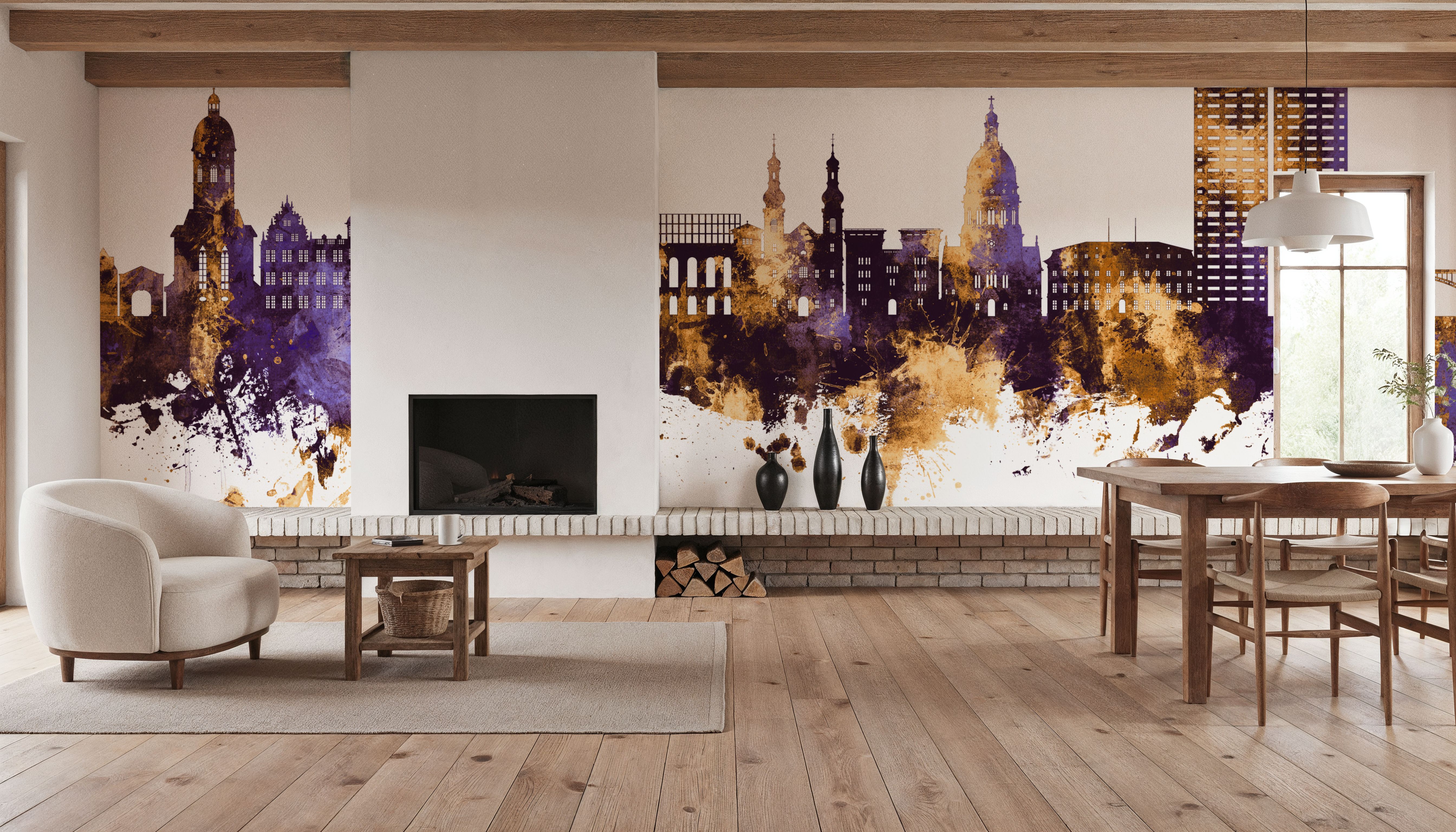 Mainz Germany Skyline Purple & Gold