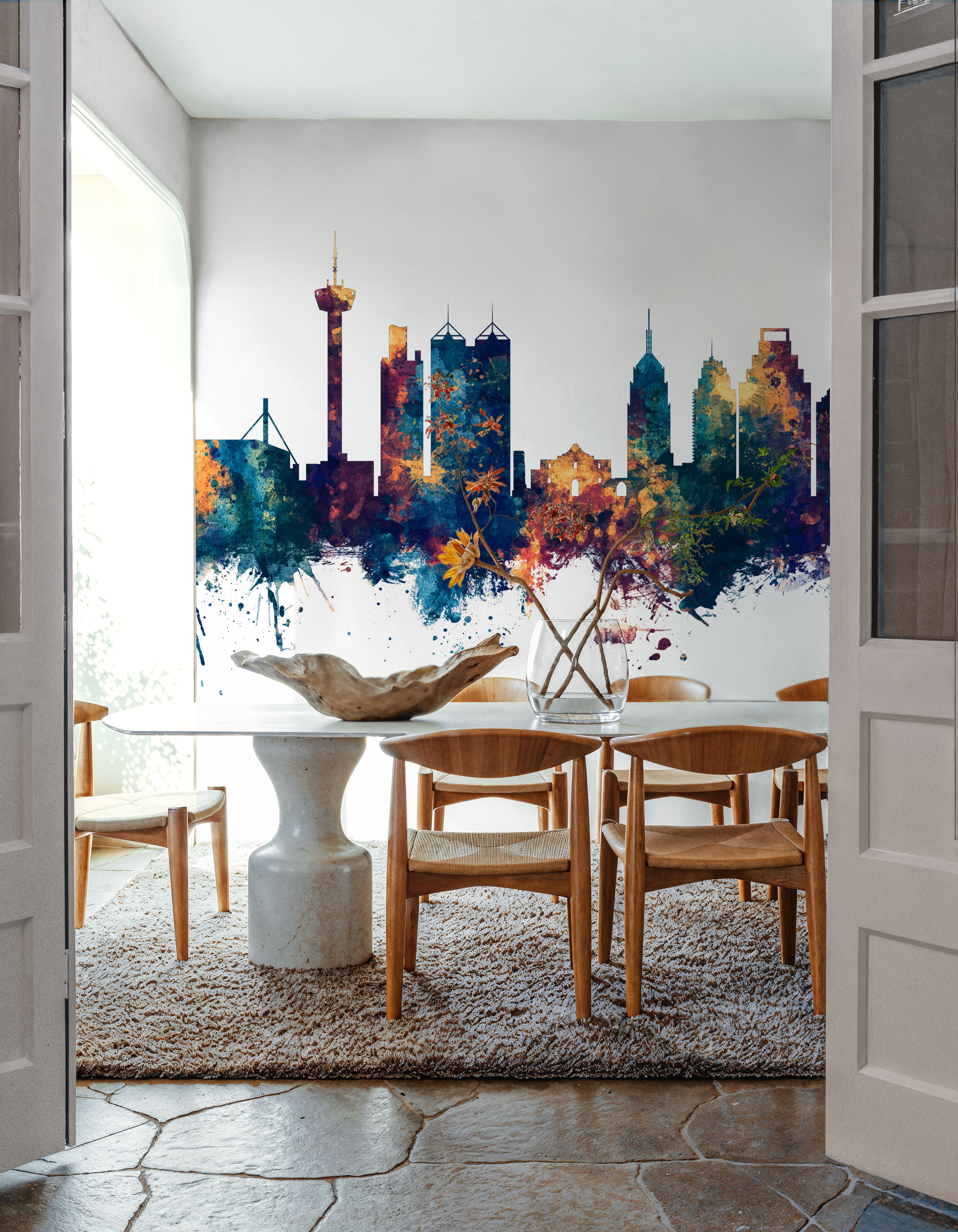 San Antonio Texas Skyline Blue & Bronze