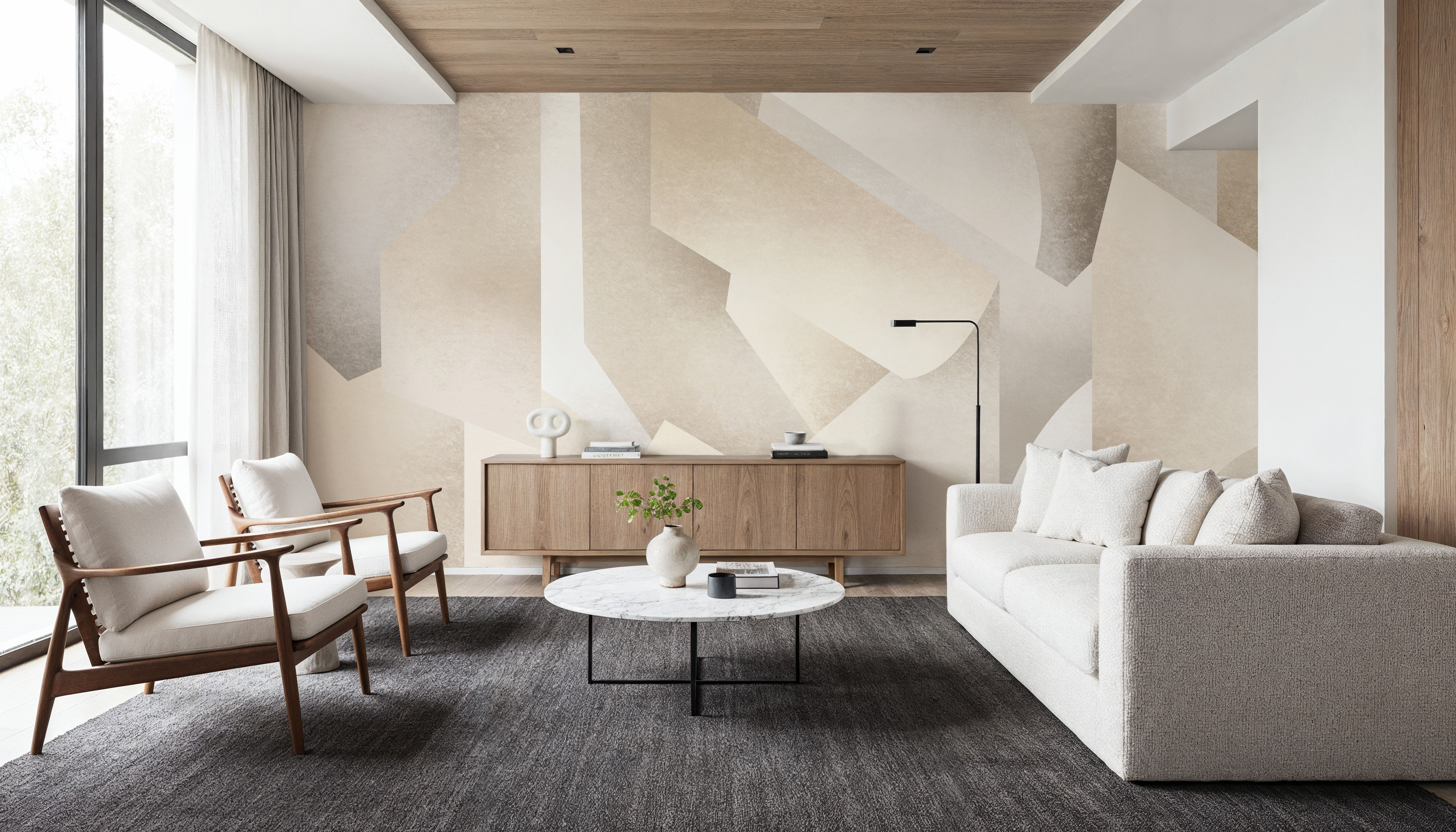 Chalky Geometrica, Alpine Oat, Wallpaper