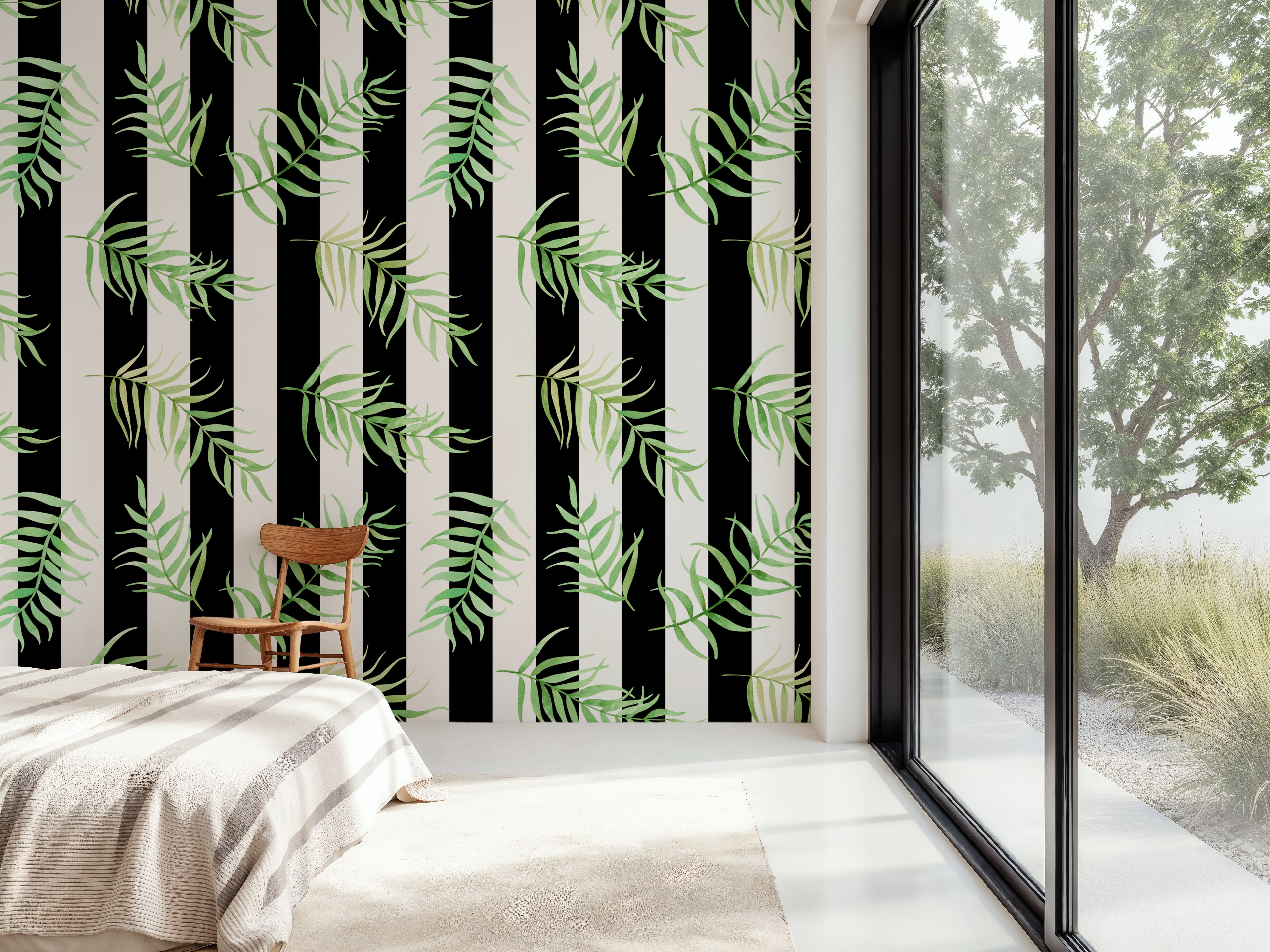 Black & White Stripe Leaves