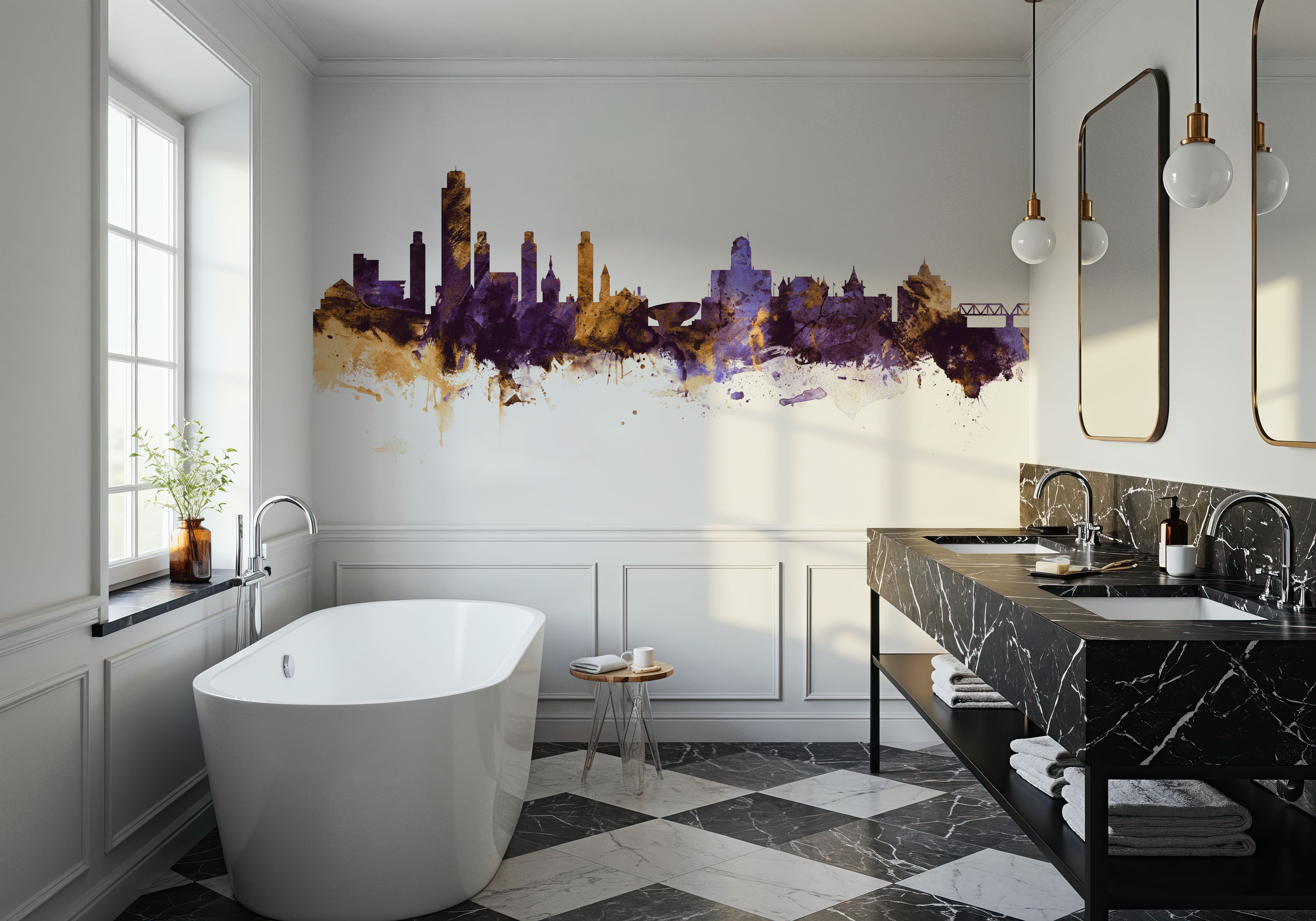 Albany New York Skyline Purple & Gold