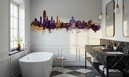 Albany New York Skyline Purple & Gold