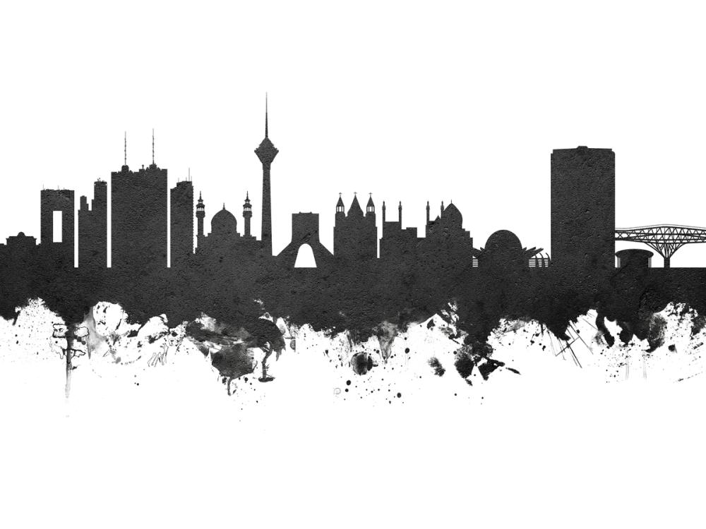 Tehran Iran Skyline Black & White