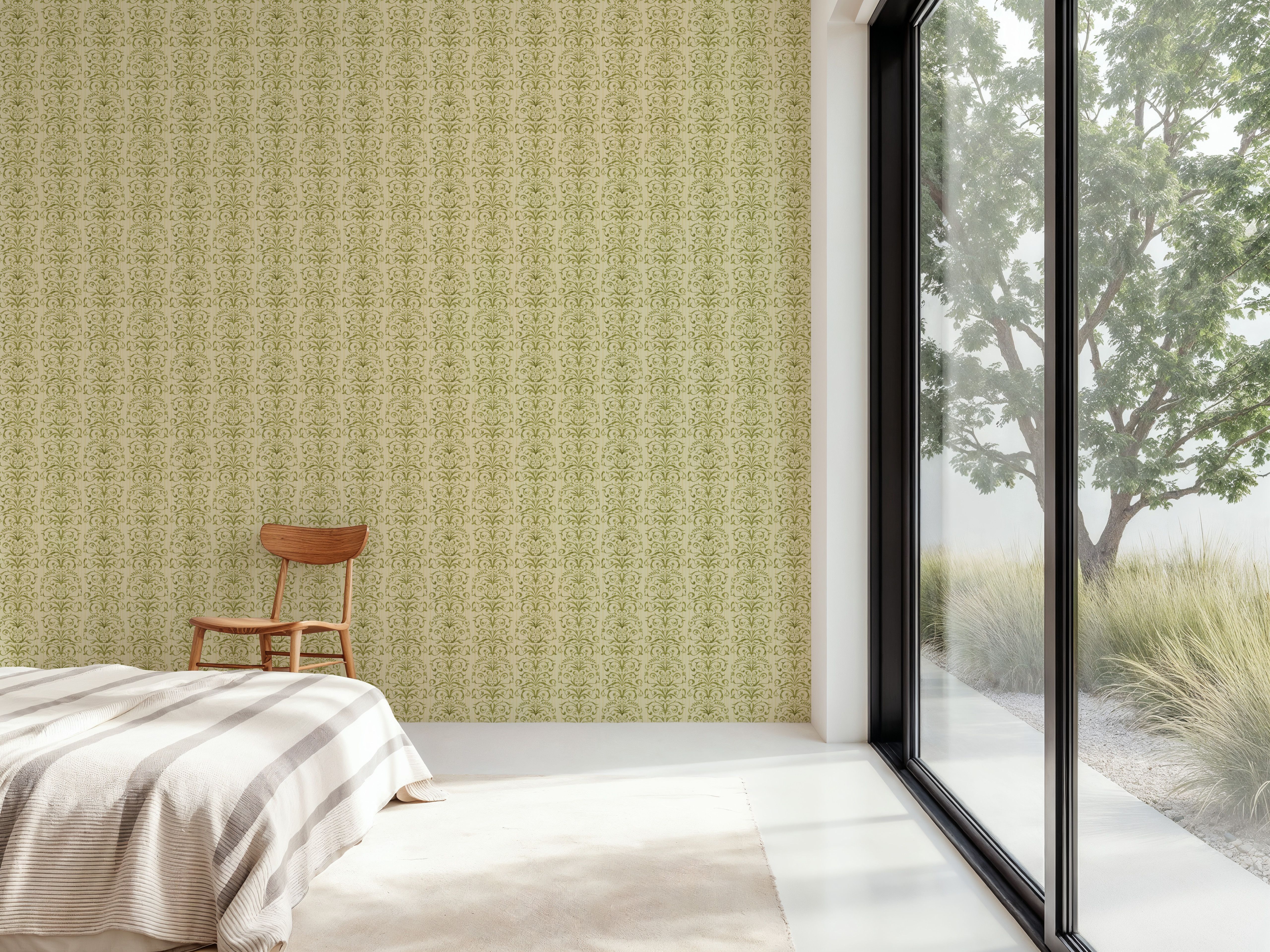 Ornate Stripes, Olive, Tapeta