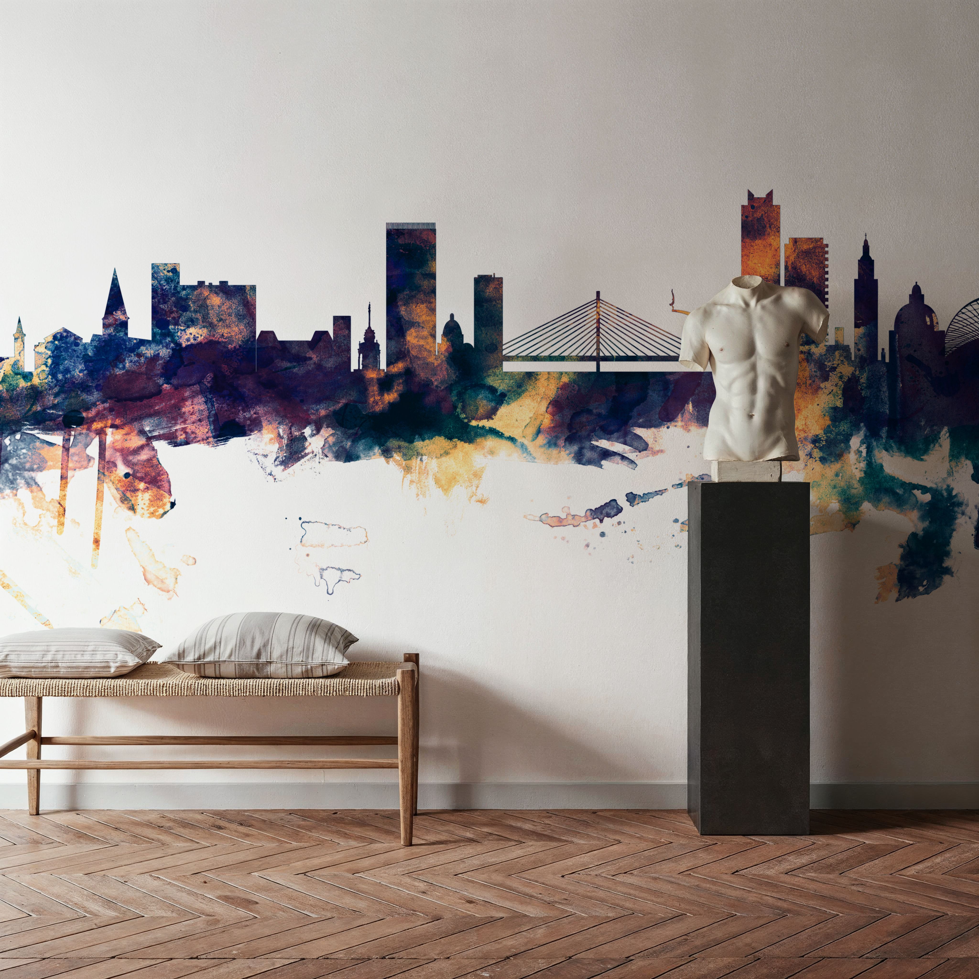 Liege Belgium Skyline Blue & Bronze