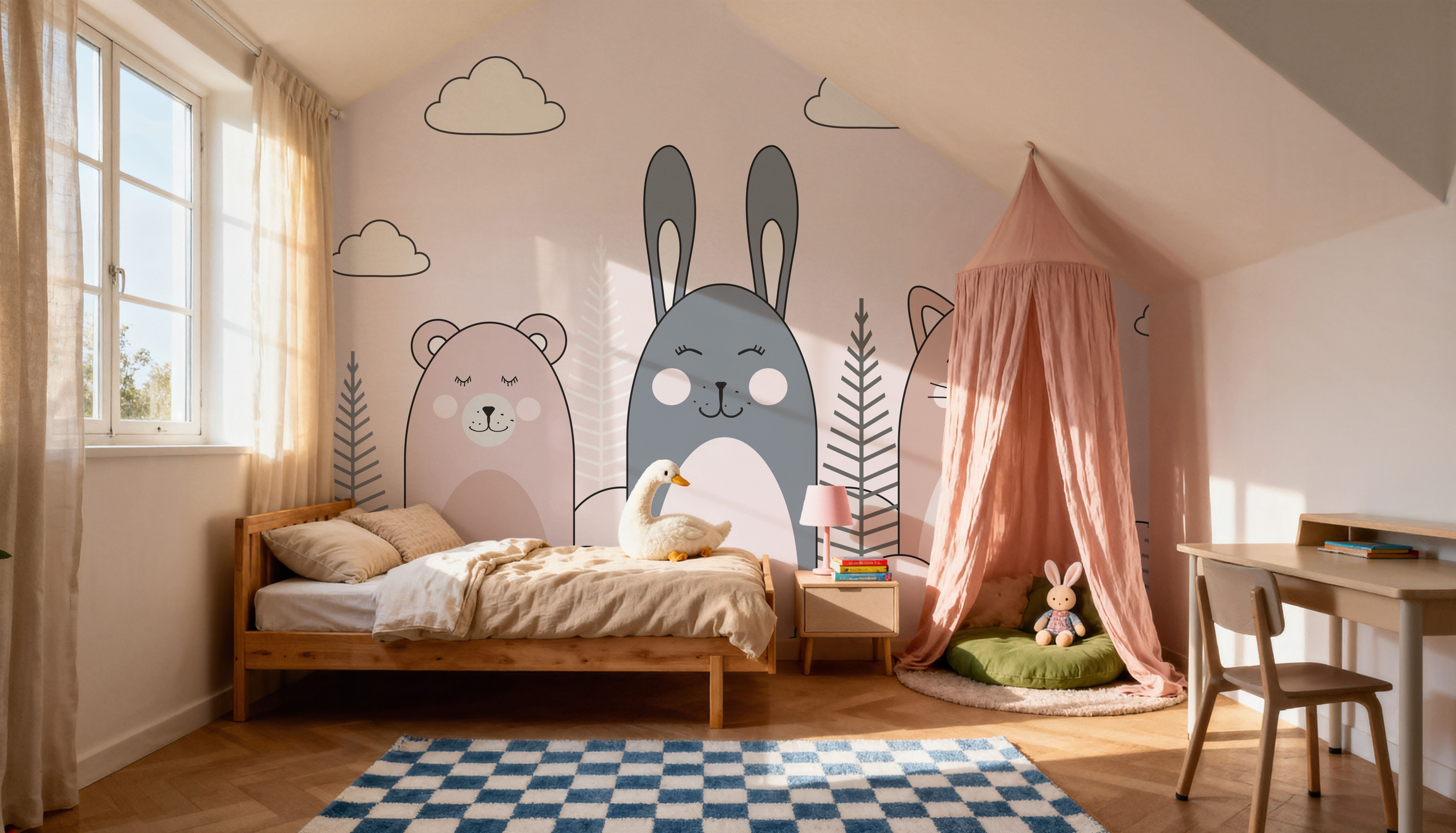 Sleeping Bunny Pink, Wallpaper