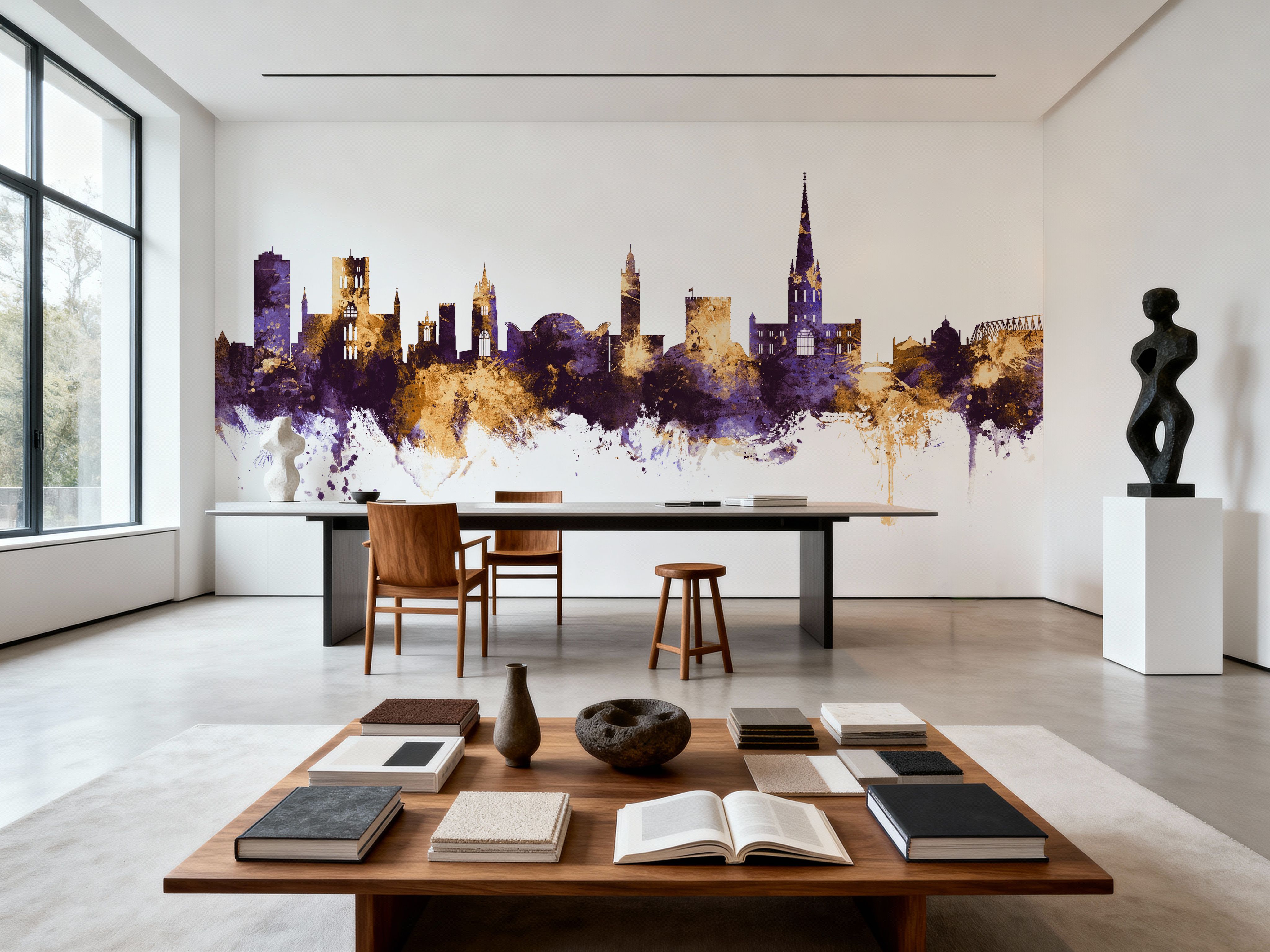 Norwich England Skyline Purple & Gold