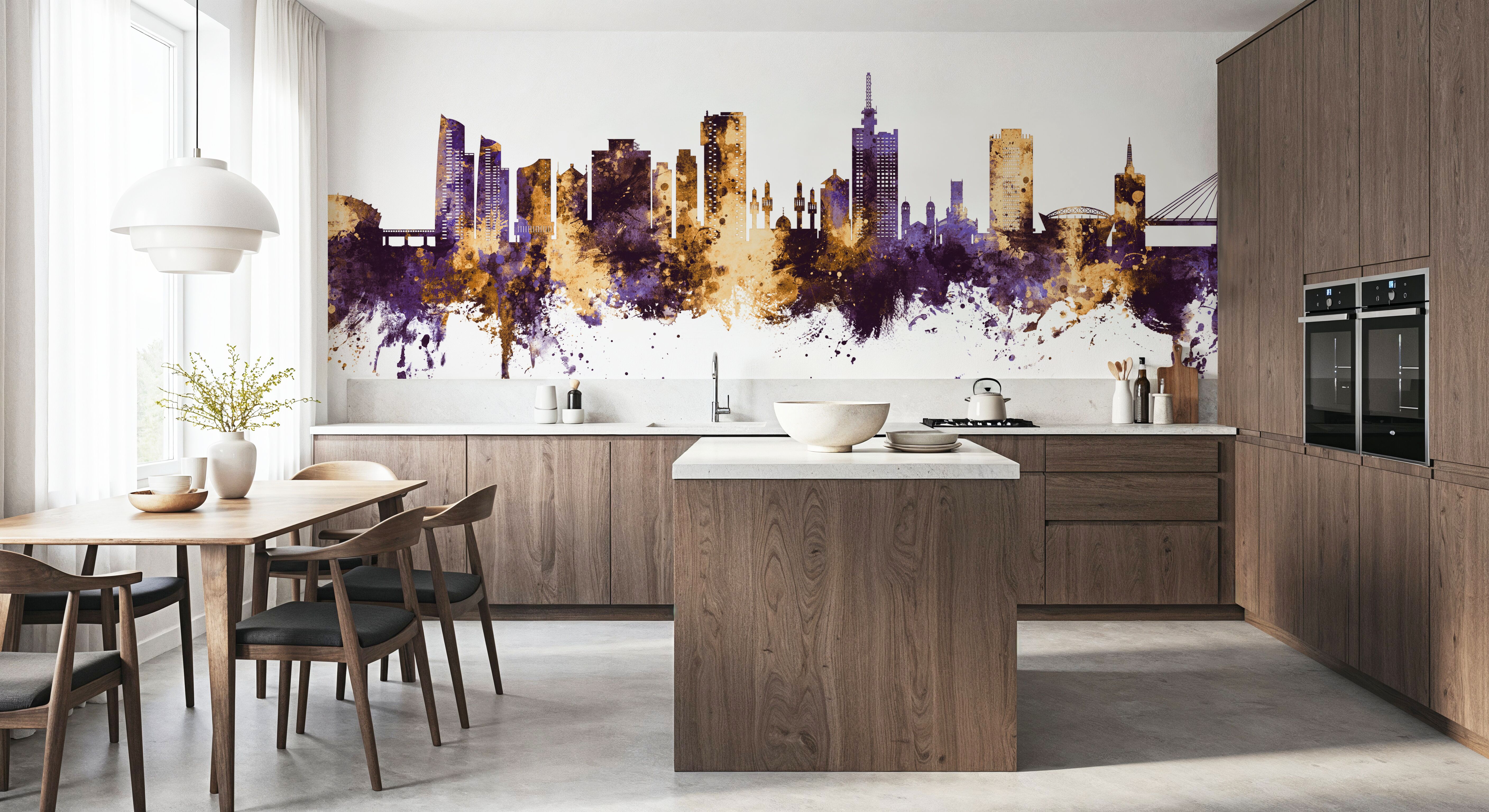 Lagos Nigeria Skyline Purple & Gold