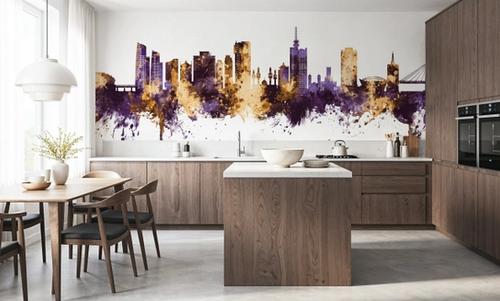 Lagos Nigeria Skyline Purple & Gold