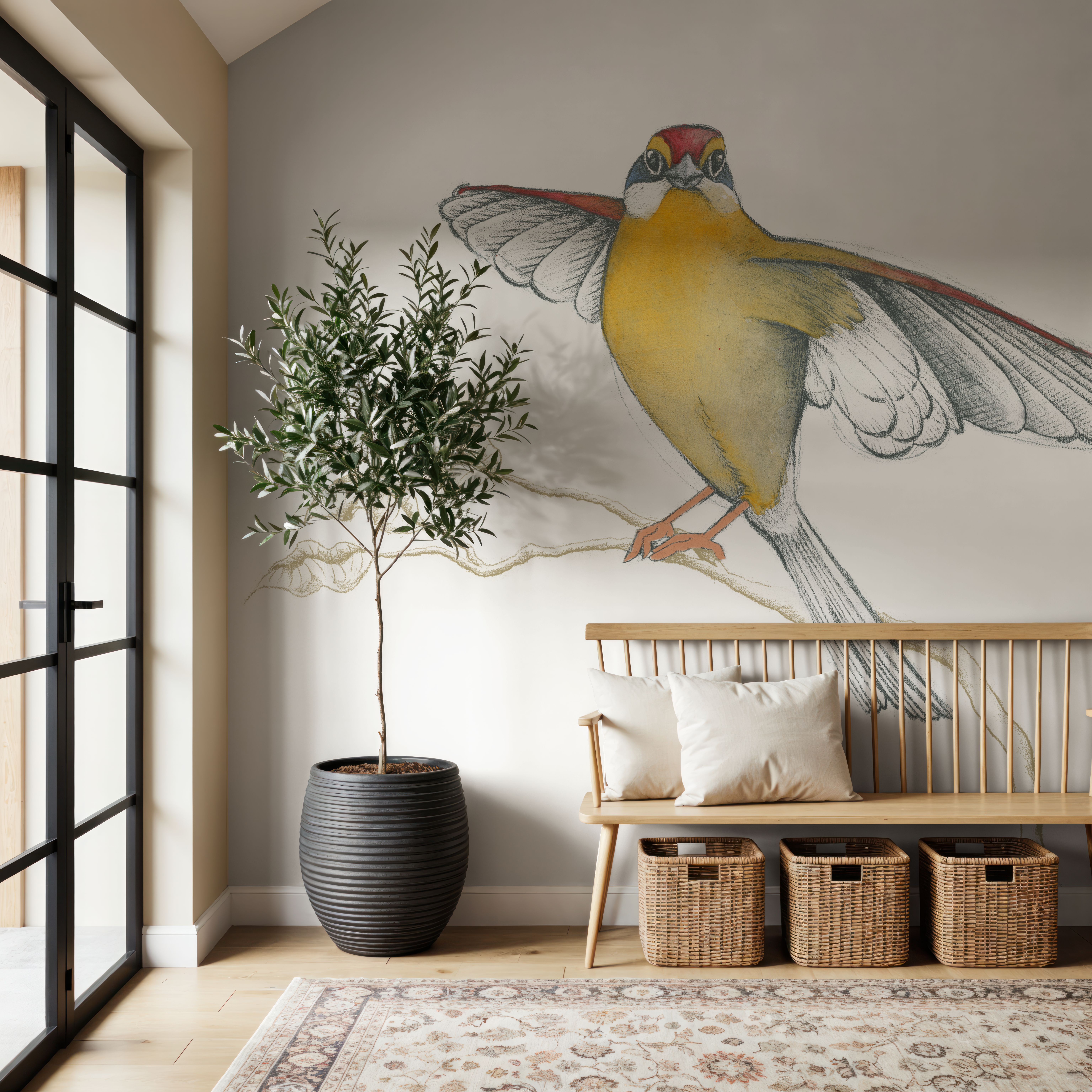 Arts and Crafts Birds IV on White