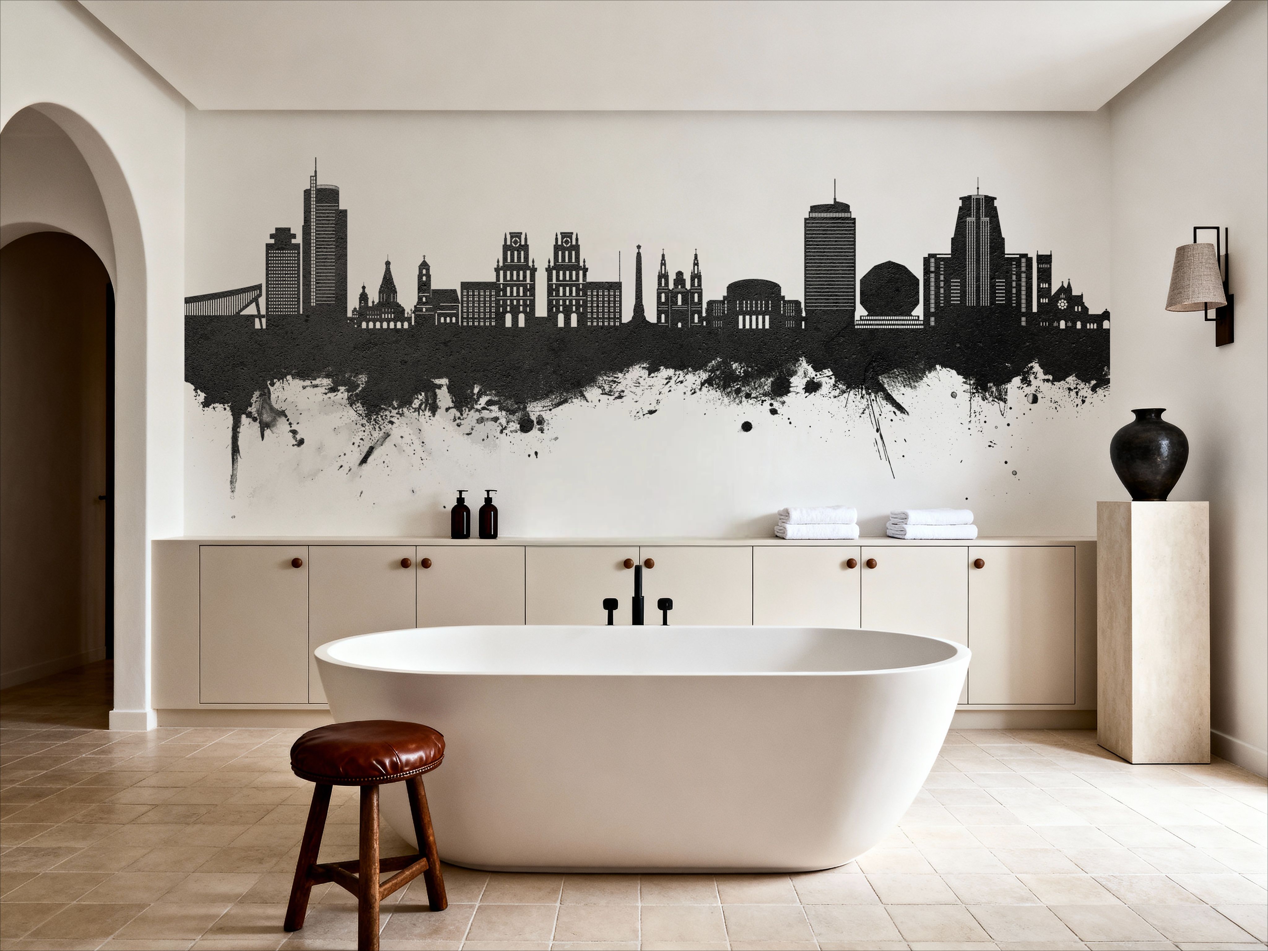 Minsk Belarus Skyline Black & White