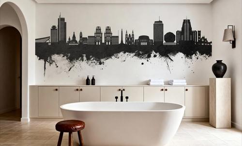 Minsk Belarus Skyline Black & White