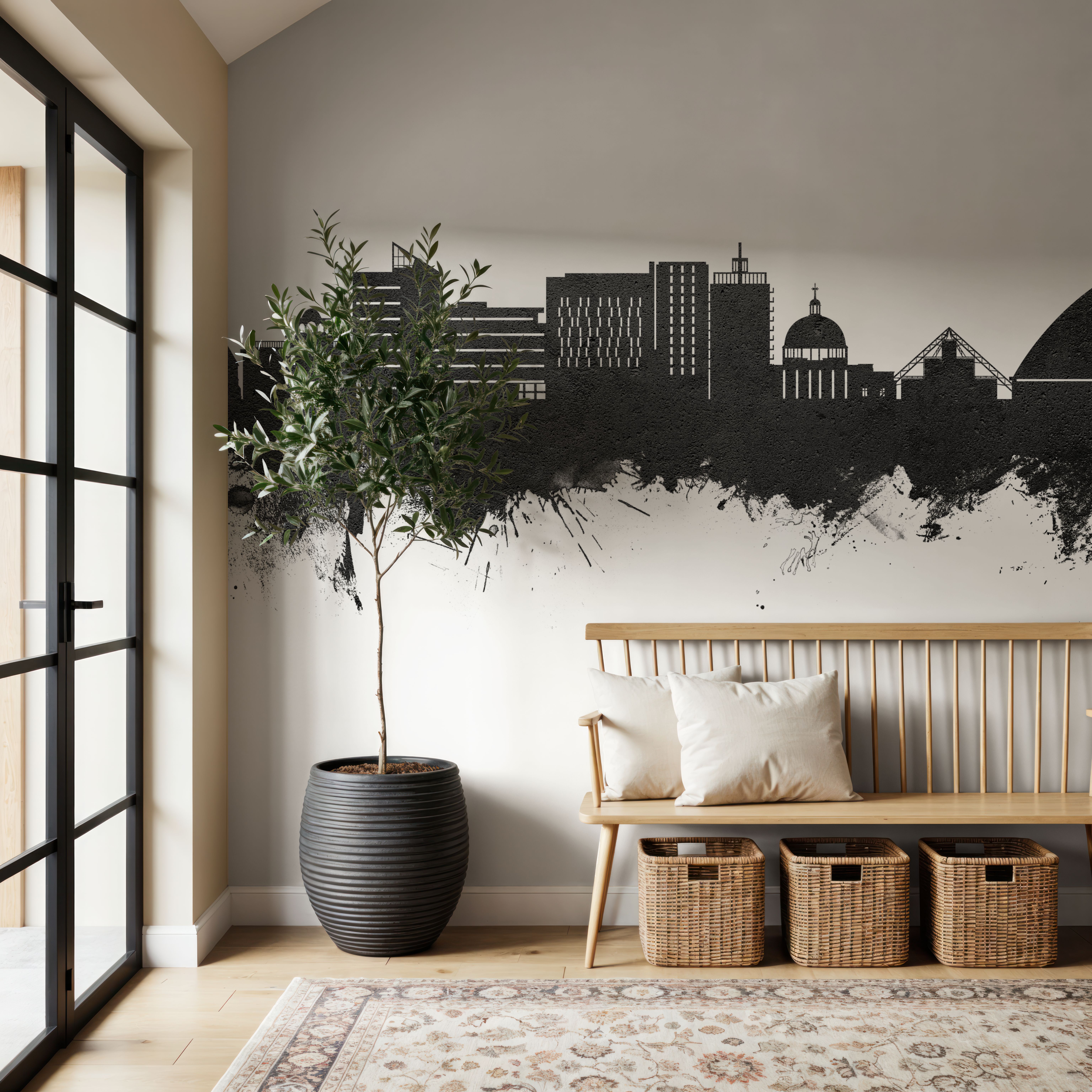 Milton Keynes England Skyline Black & White