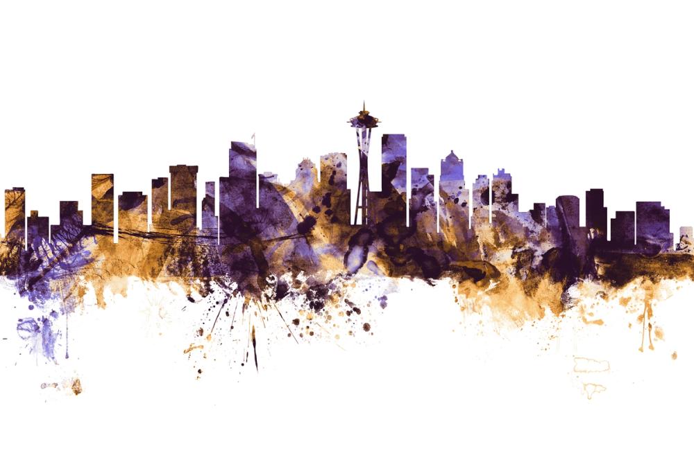 Seattle Skyline Purple & Gold