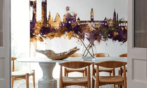 Chennai Skyline India Purple & Gold