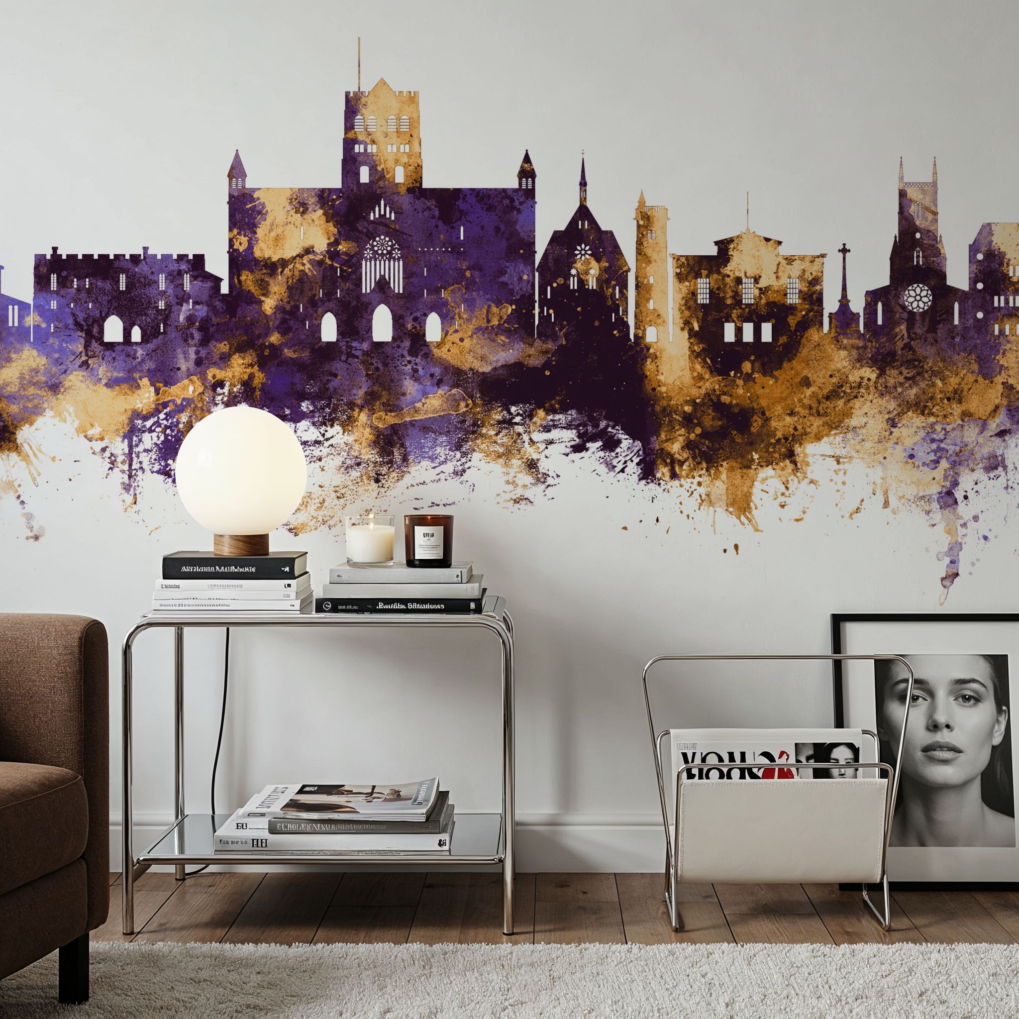 St Albans England Skyline Purple & Gold