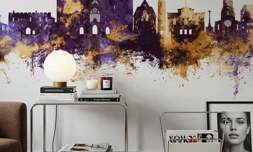 St Albans England Skyline Purple & Gold