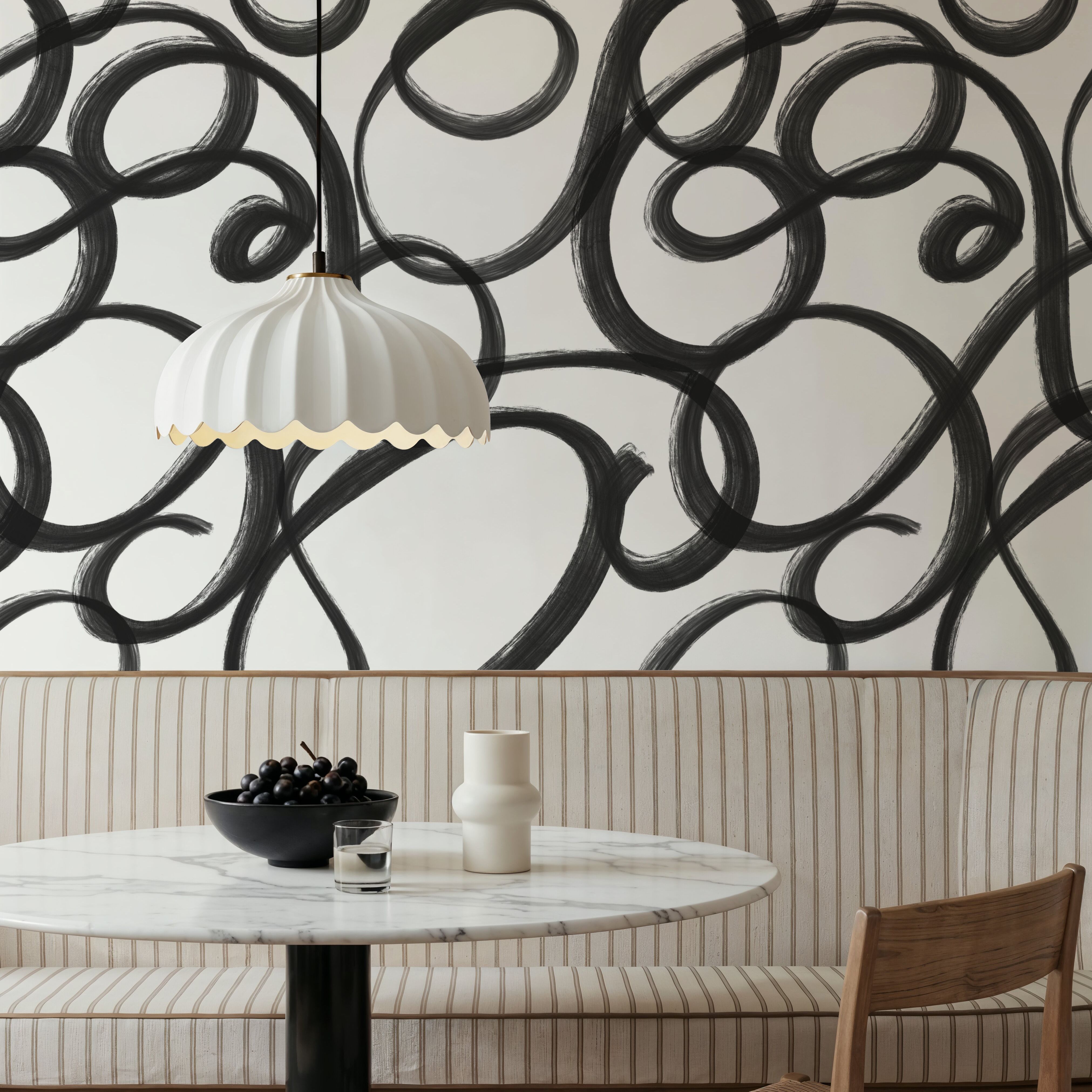 Curly Brush Lines, Black