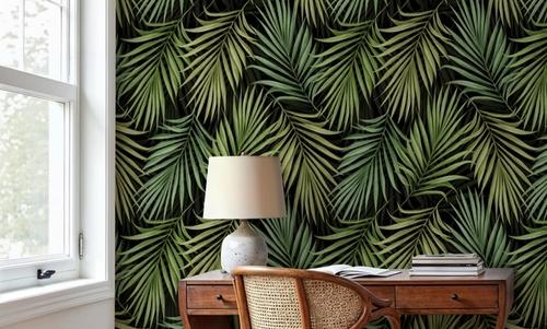 Bright Palms Pattern, Lush Green
