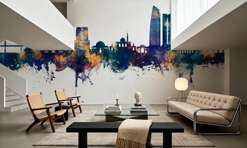 Amman Skyline Blue & Bronze