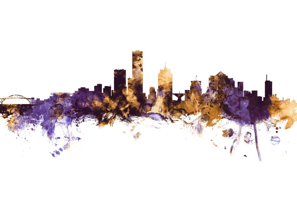 Milwaukee Wisconsin Skyline Purple & Gold