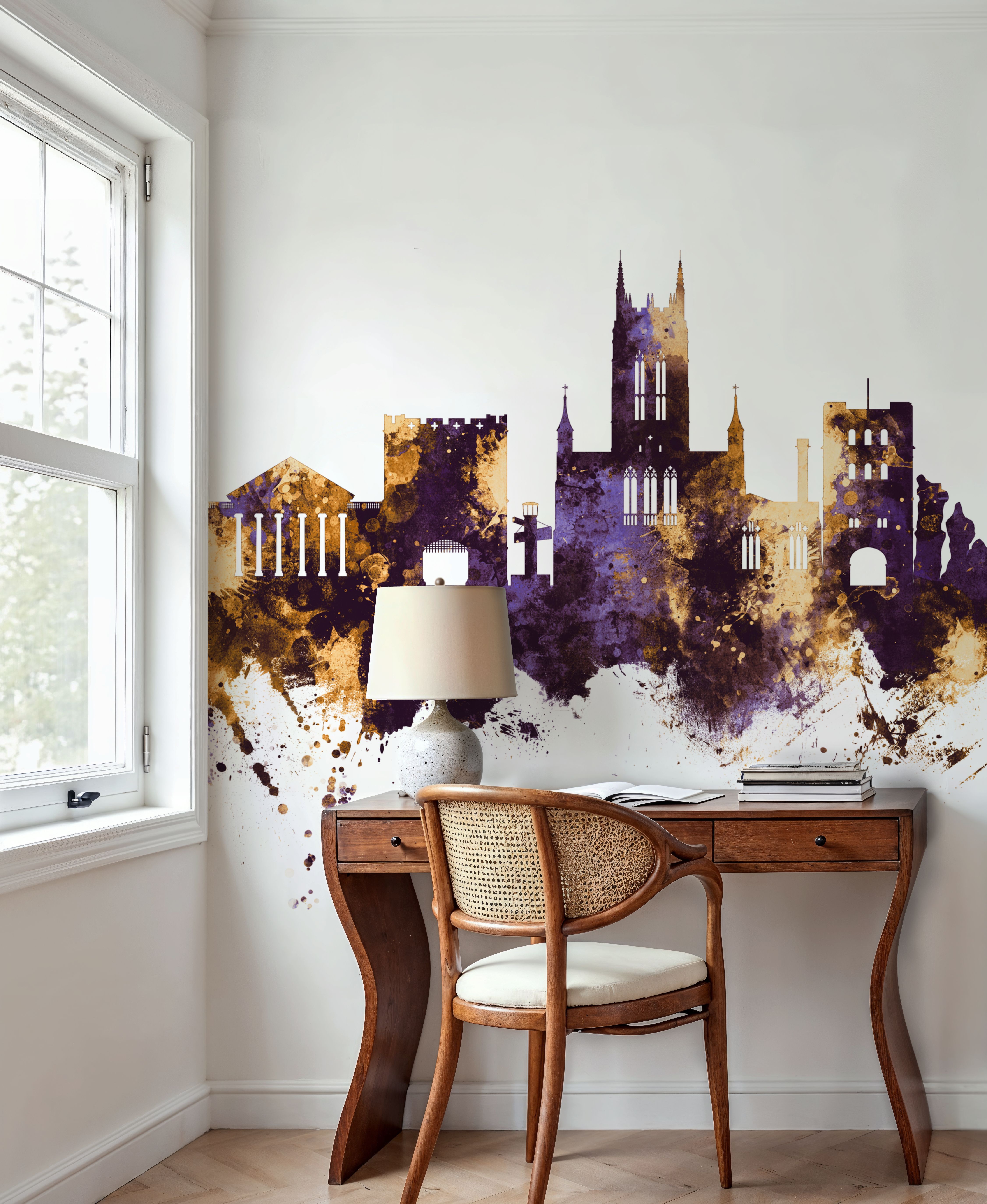 Bury St Edmunds England Skyline Purple & Gold