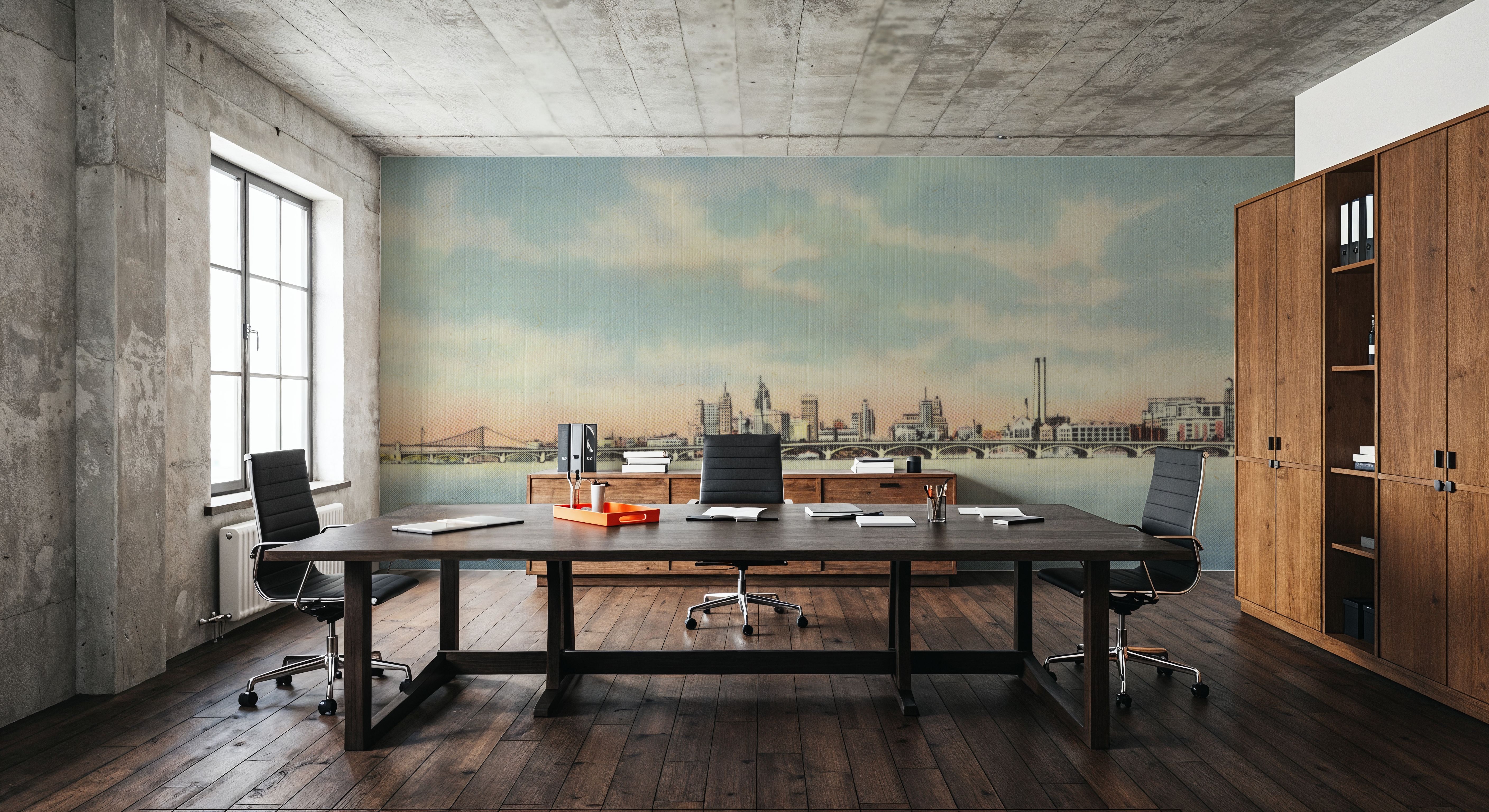 Greetings from Detroit Skyline - Screenprint Postcard, Wallpaper