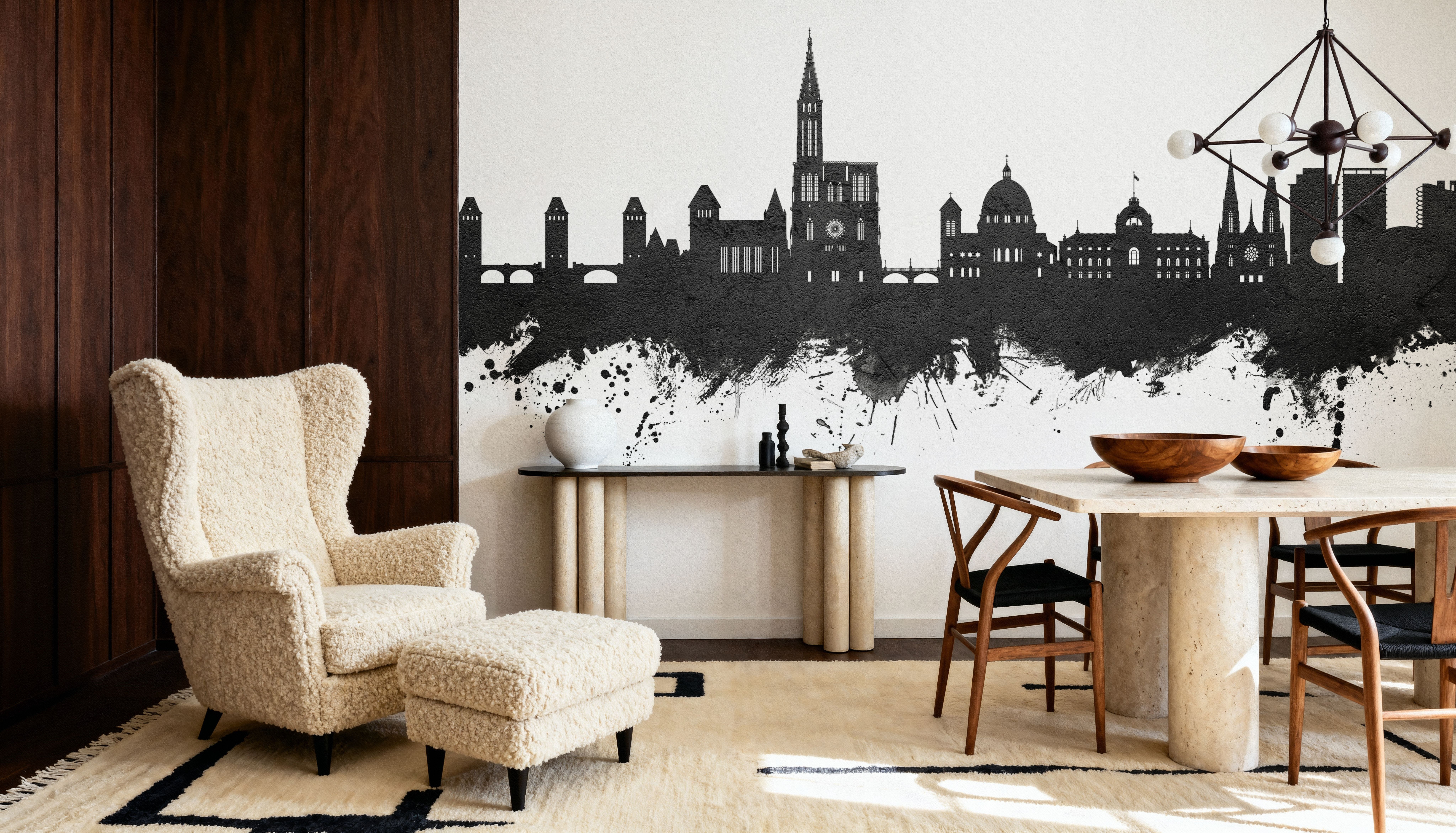 Strasbourg France Skyline Black & White