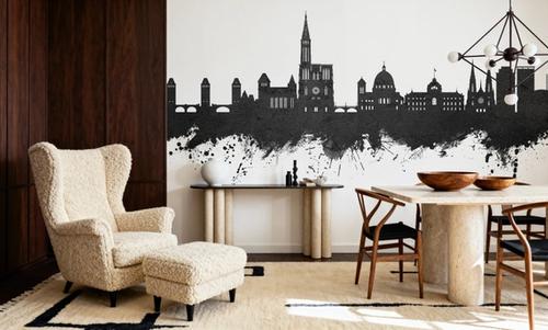 Strasbourg France Skyline Black & White