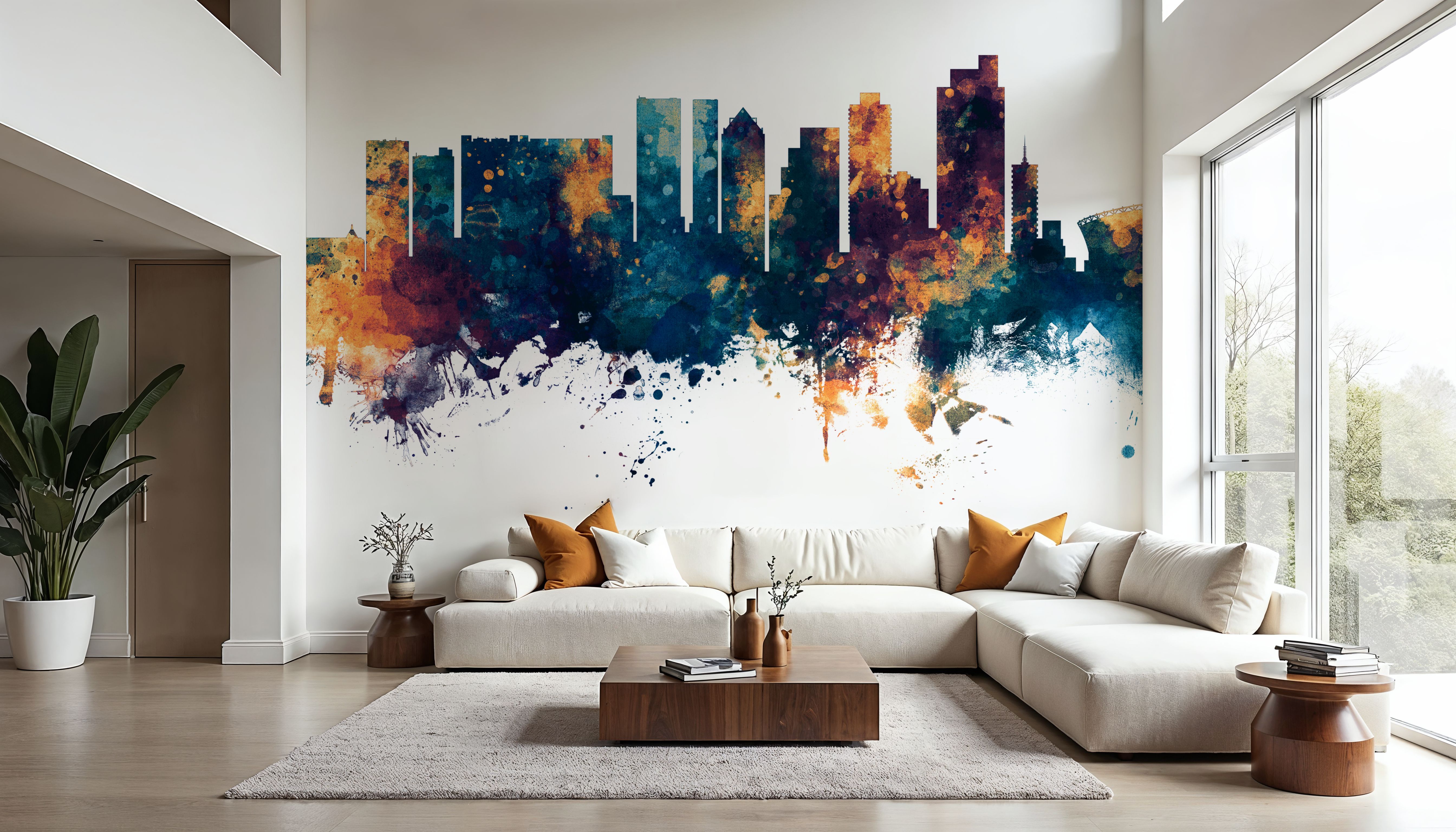 Cape Town Skyline Blue & Bronze, Wallpaper