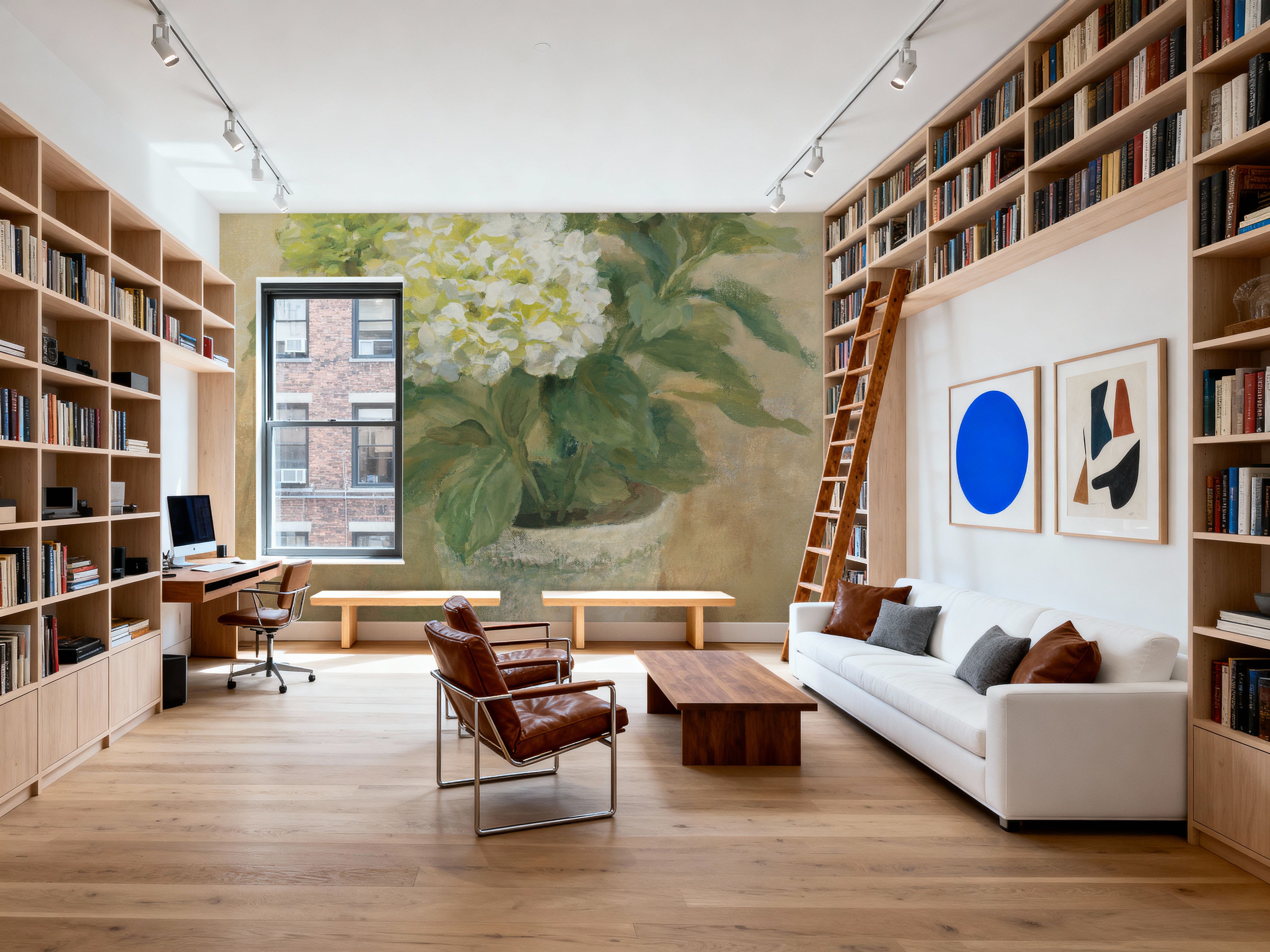 Pot of White Hydrangea