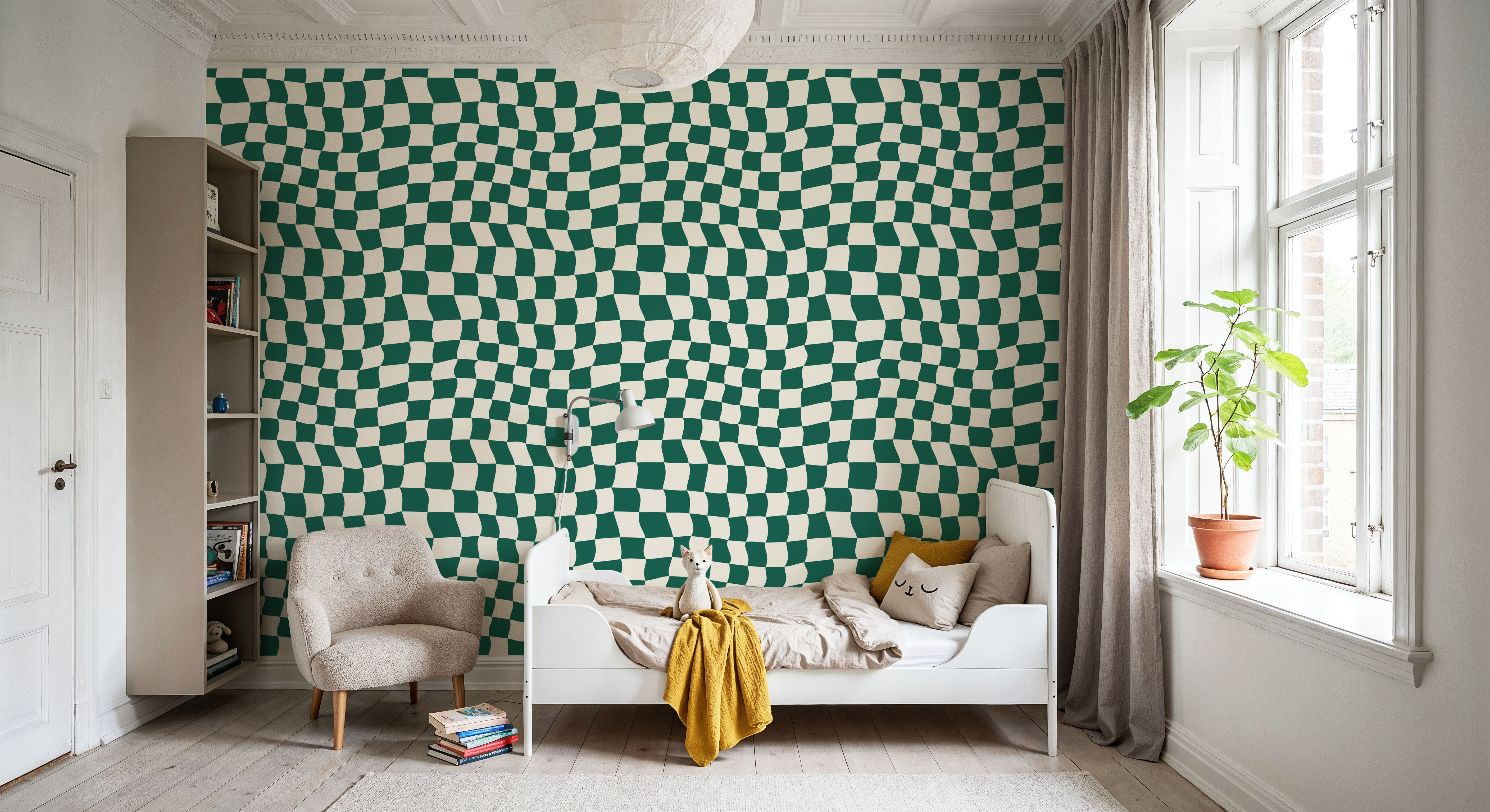 Warped Checkerboard, Forest Green