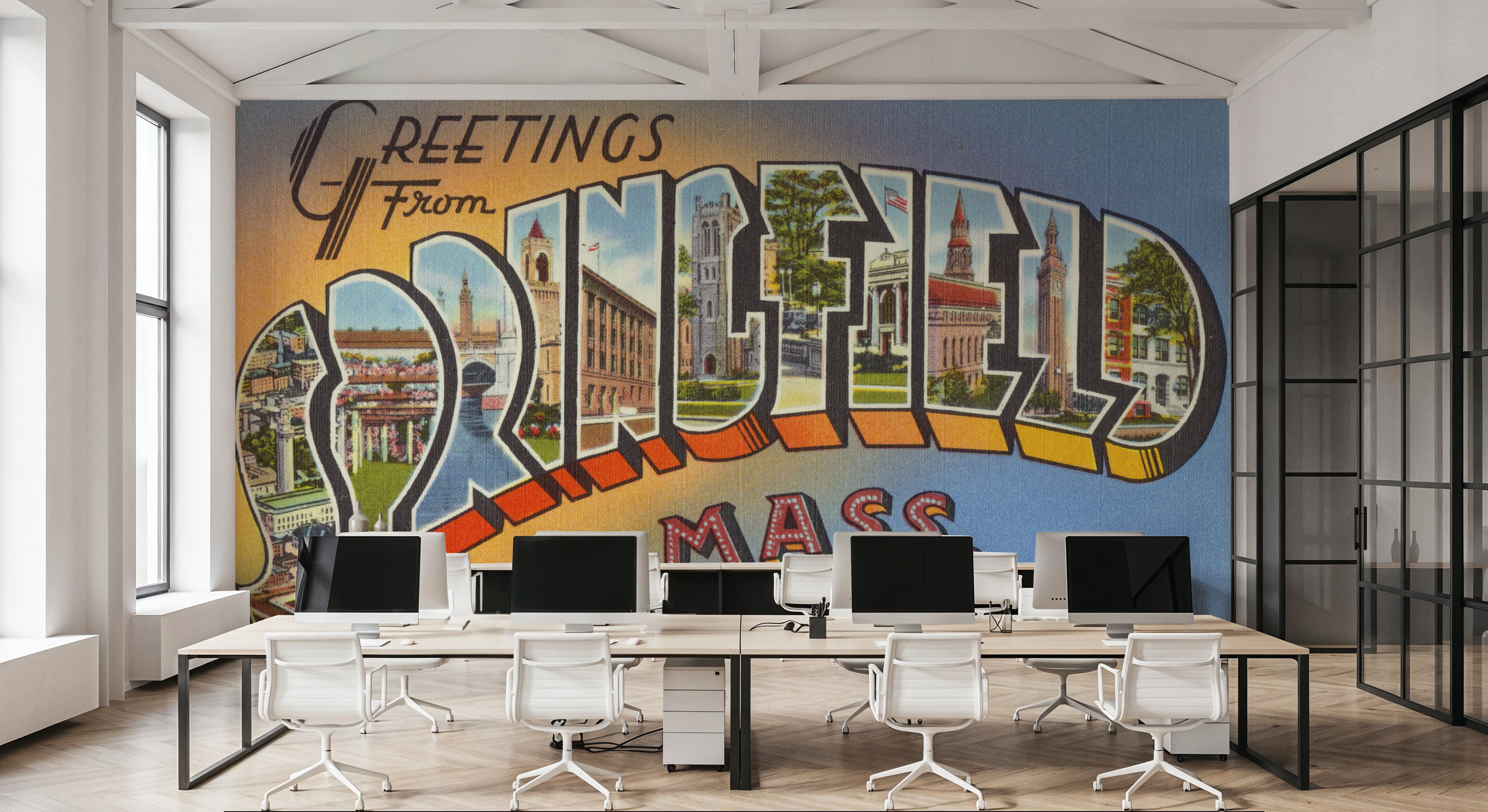 Greetings from Springfield Mass. - Screenprint Postcard