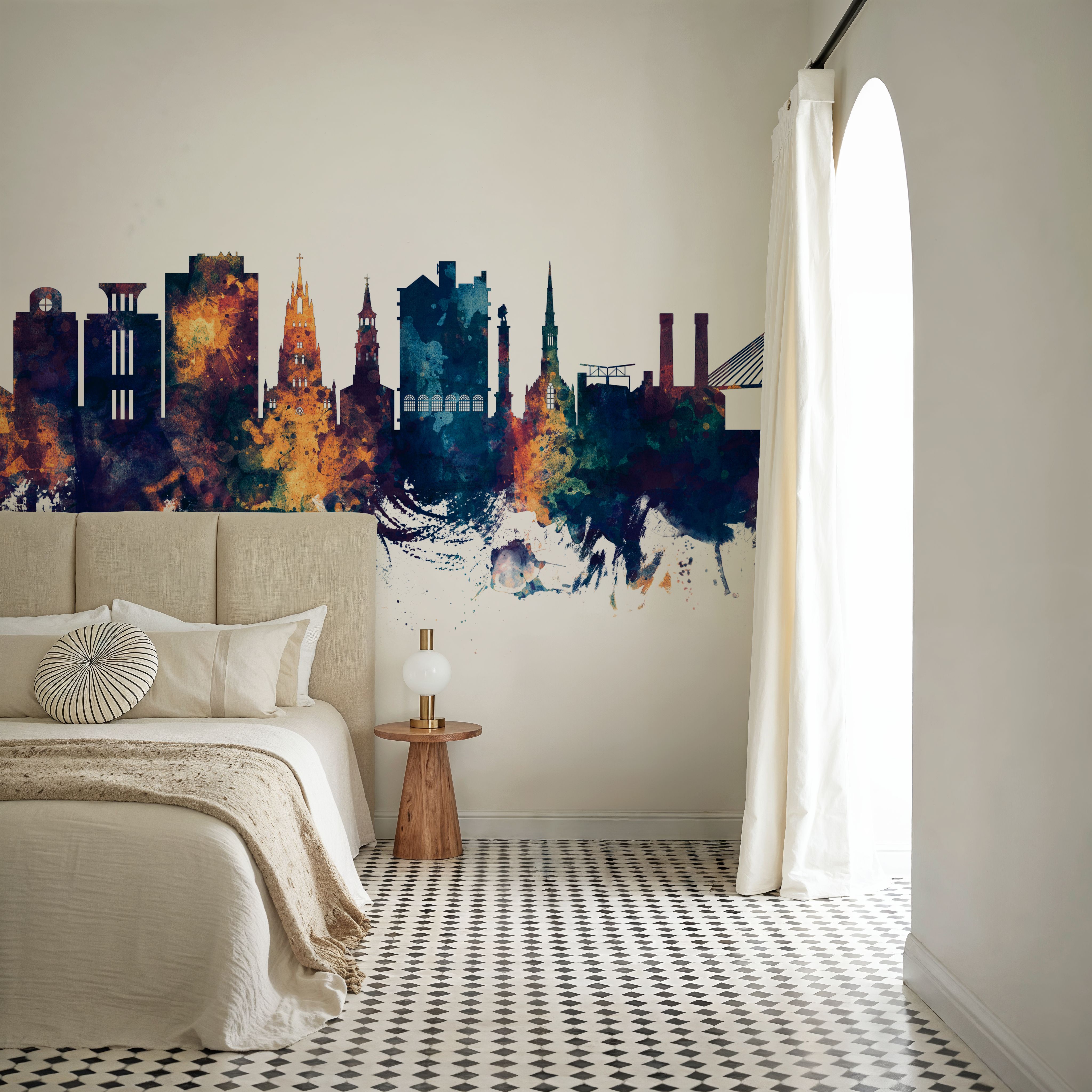 Charleston South Carolina Skyline Blue & Bronze