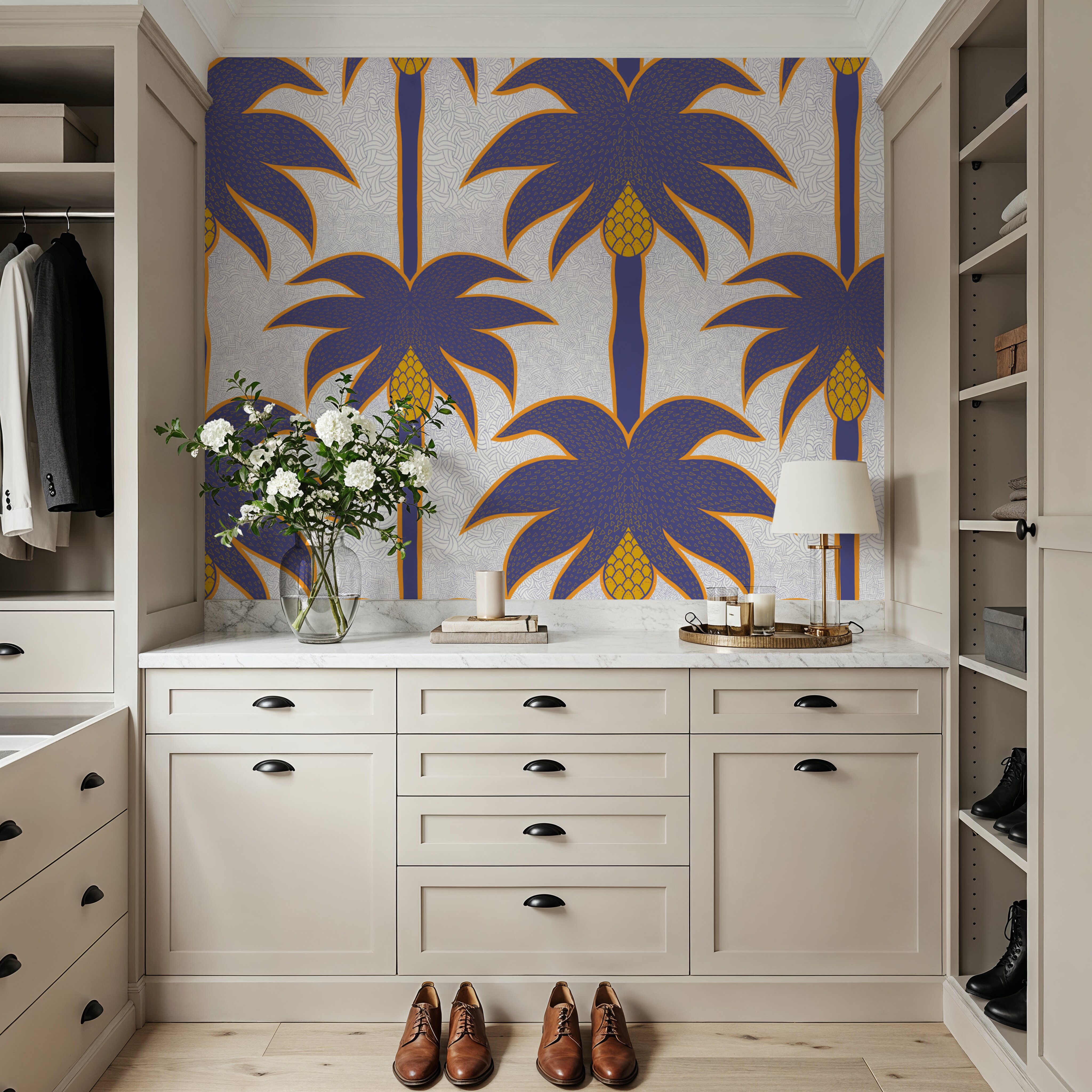 Graphic Palms, Violet