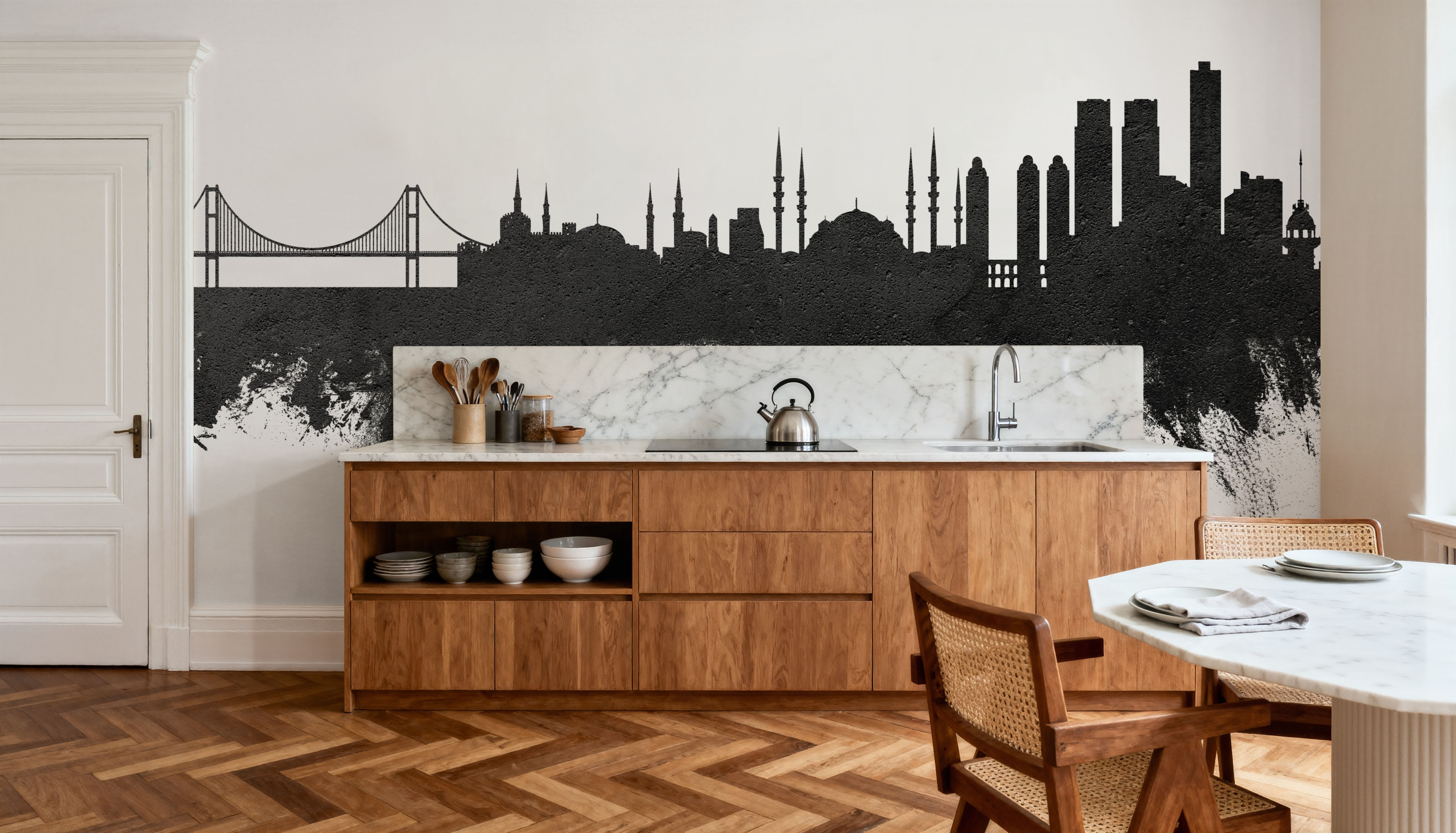 Istanbul Turkey Skyline Black & White