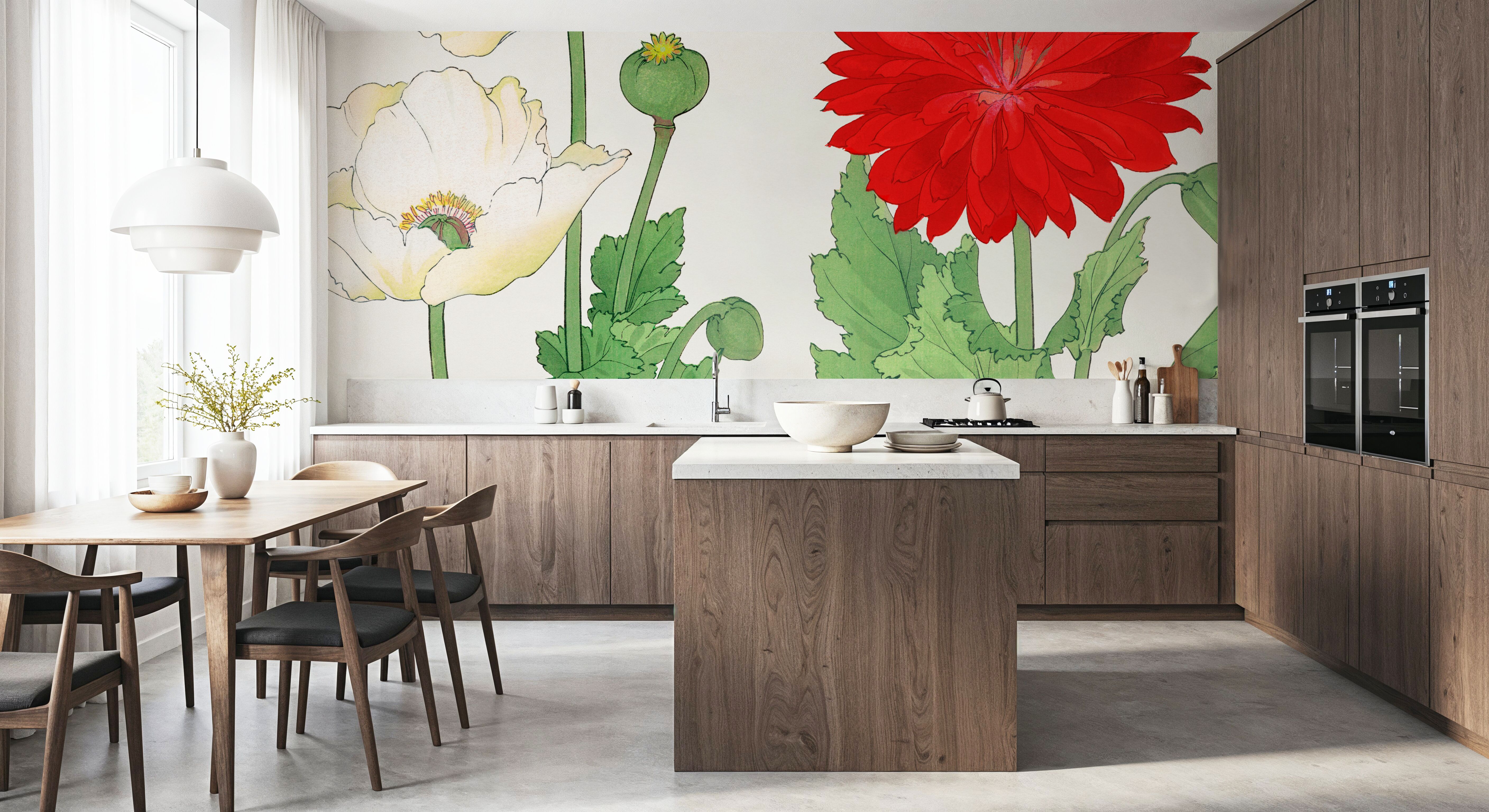 Tanigami White Poppies, Papier peint