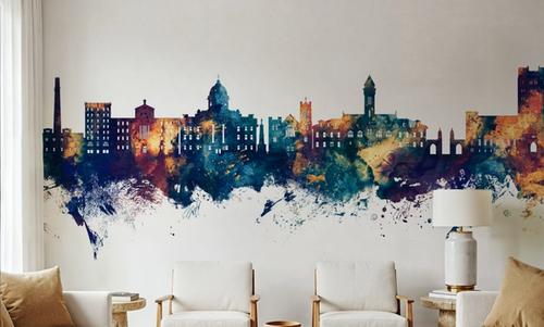 Bloomington Indiana Skyline Blue & Bronze