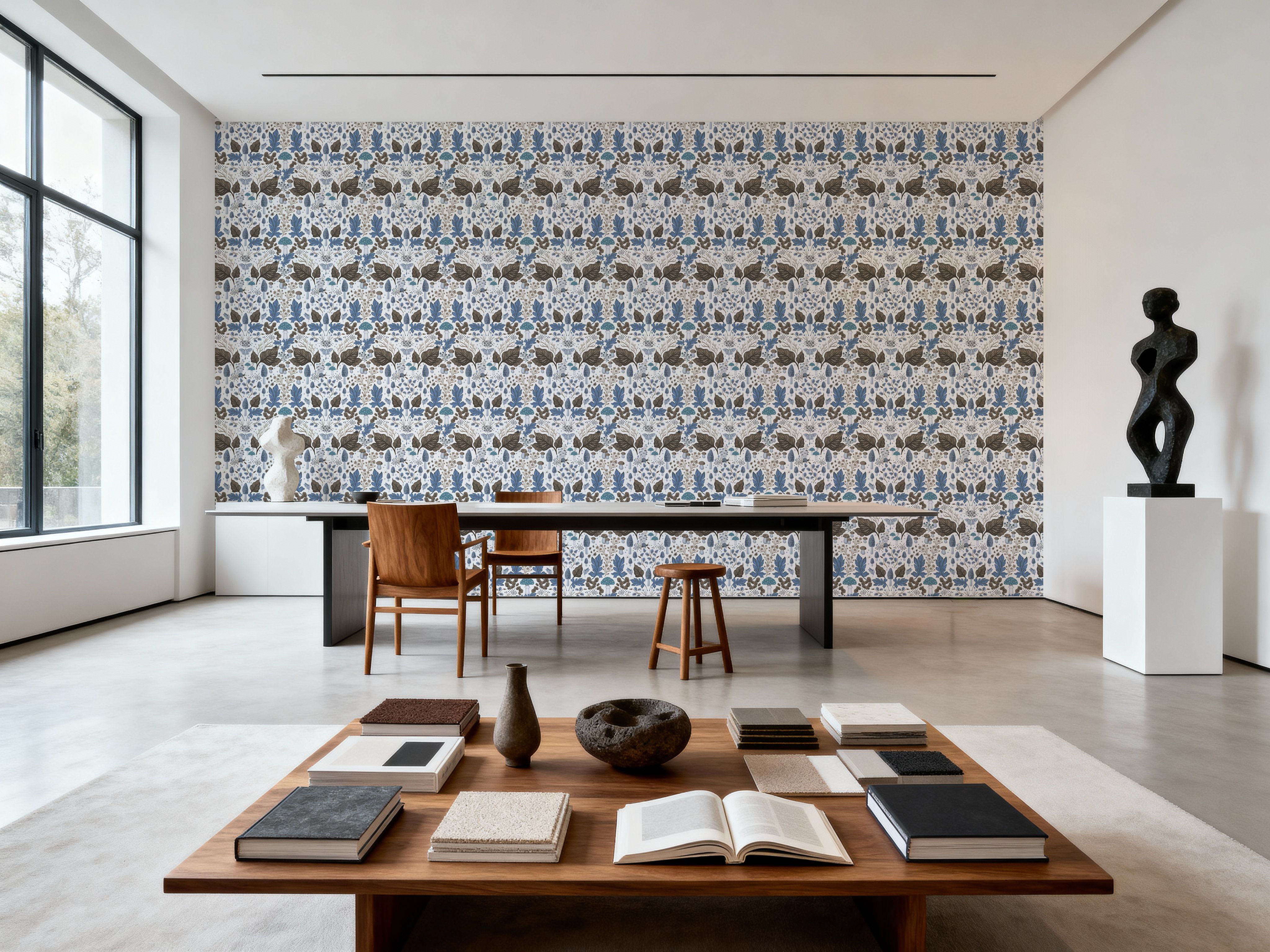 Autumn Forest Illustration, Light Blue