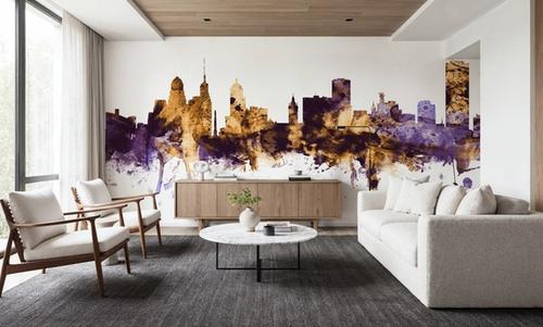 Buffalo New York Skyline Purple & Gold