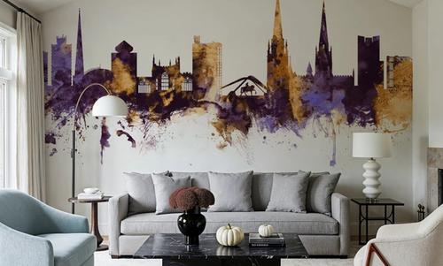 Coventry England Skyline Purple & Gold