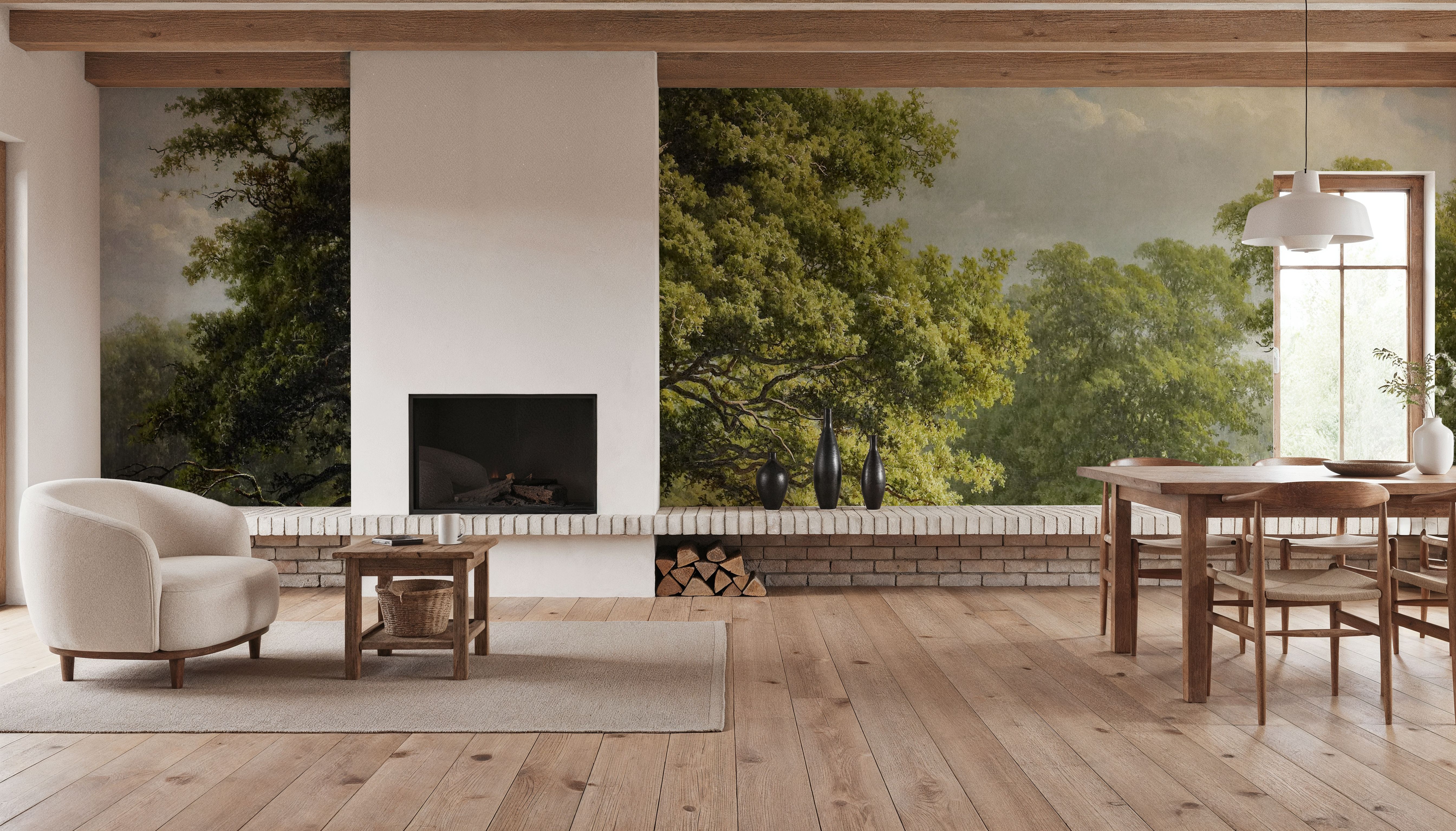 Painted Oak Landscape, Wallpaper